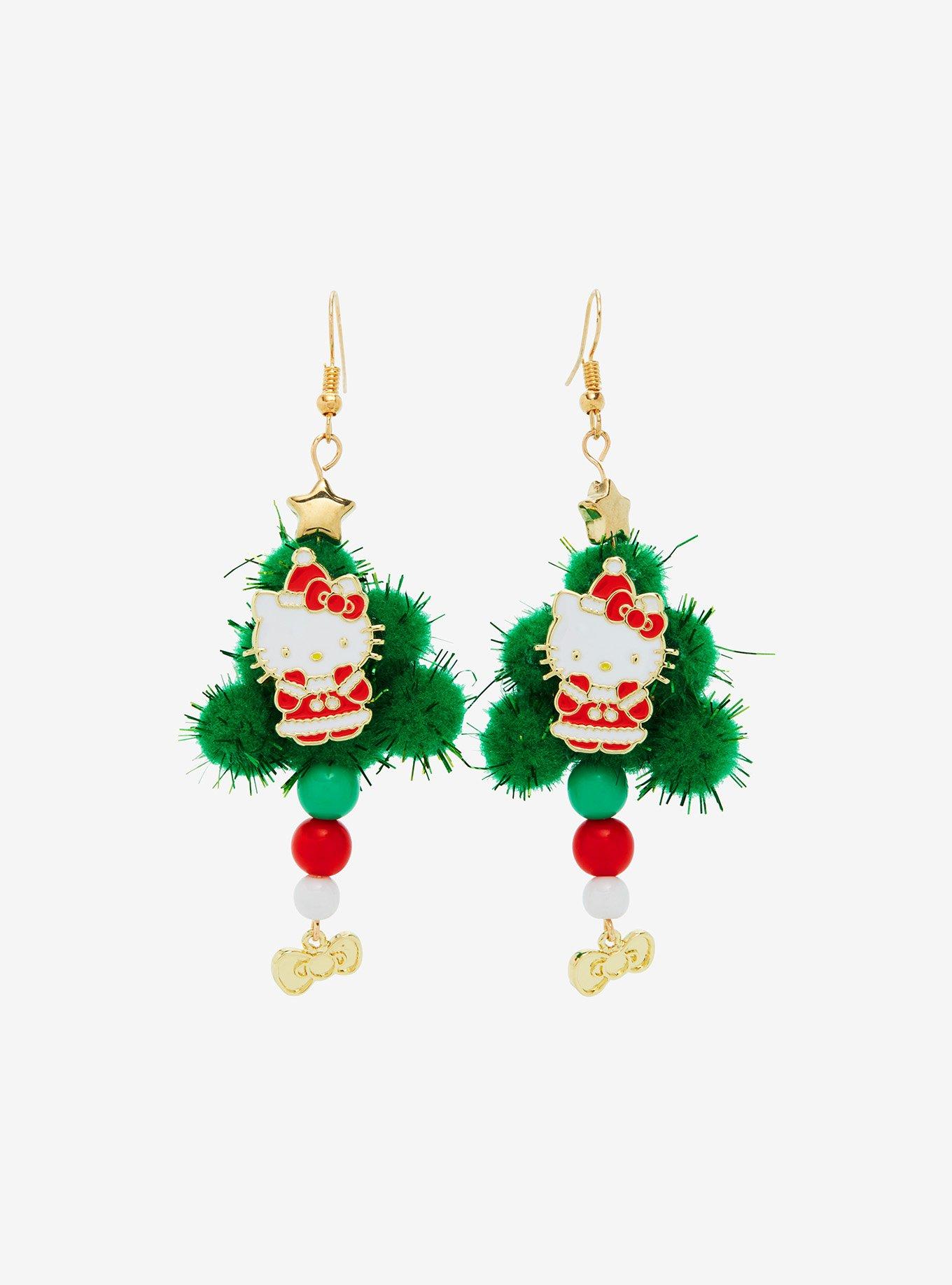 Hello Kitty Christmas Tree Drop Earrings, , alternate