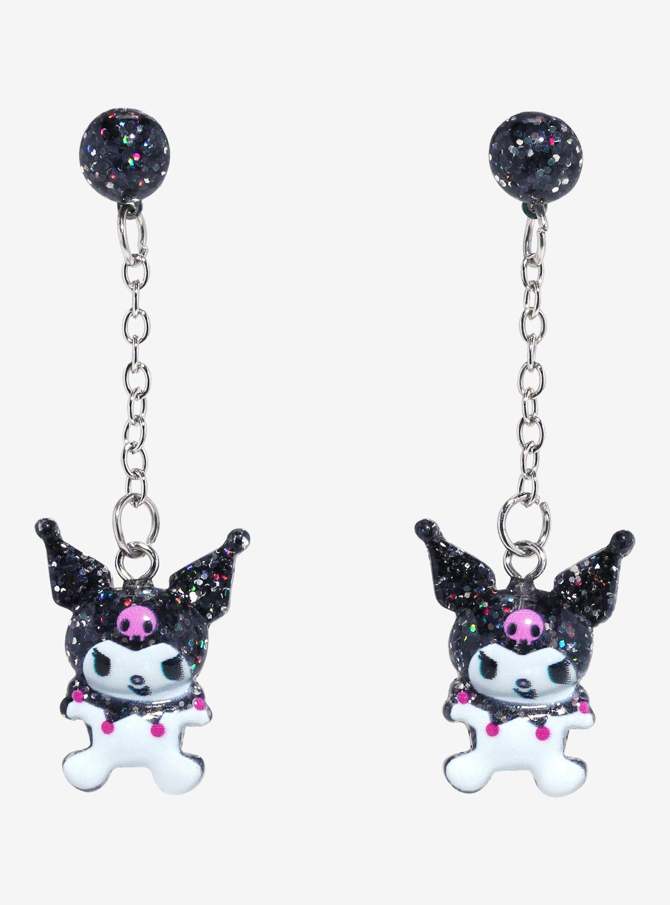 Kuromi Glitter Charm Earrings, , alternate