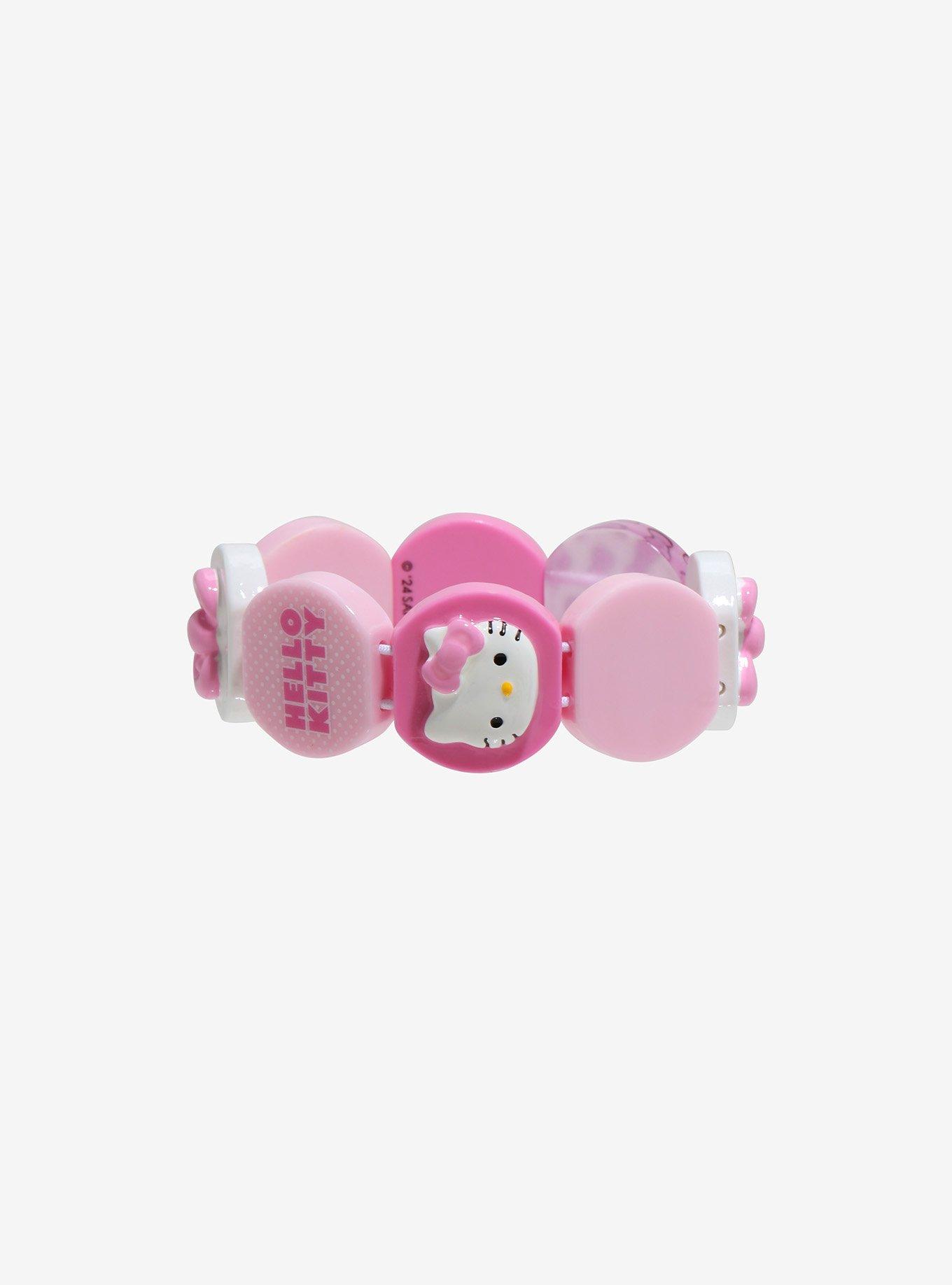 Hello Kitty Pink & White Icons Bead Bracelet, , alternate