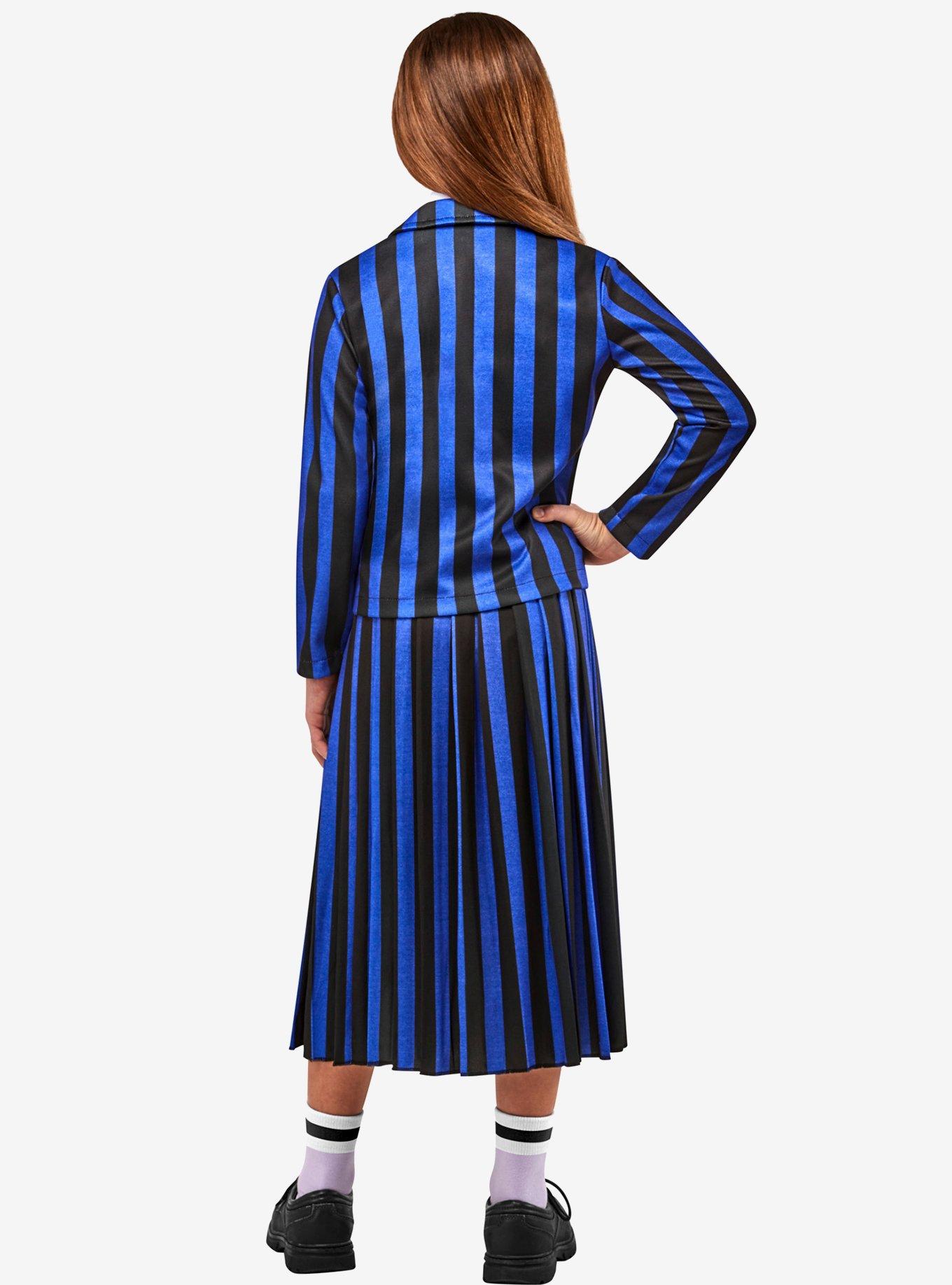 Wednesday Nevermore Academy Uniform Youth Costume, BLUE STRIPE, alternate