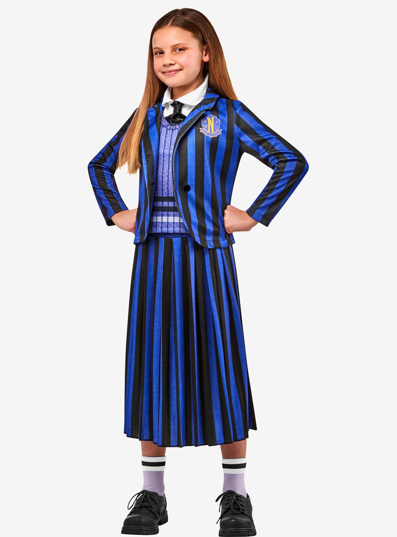 Wednesday Nevermore Academy Uniform Youth Costume, BLUE STRIPE, alternate