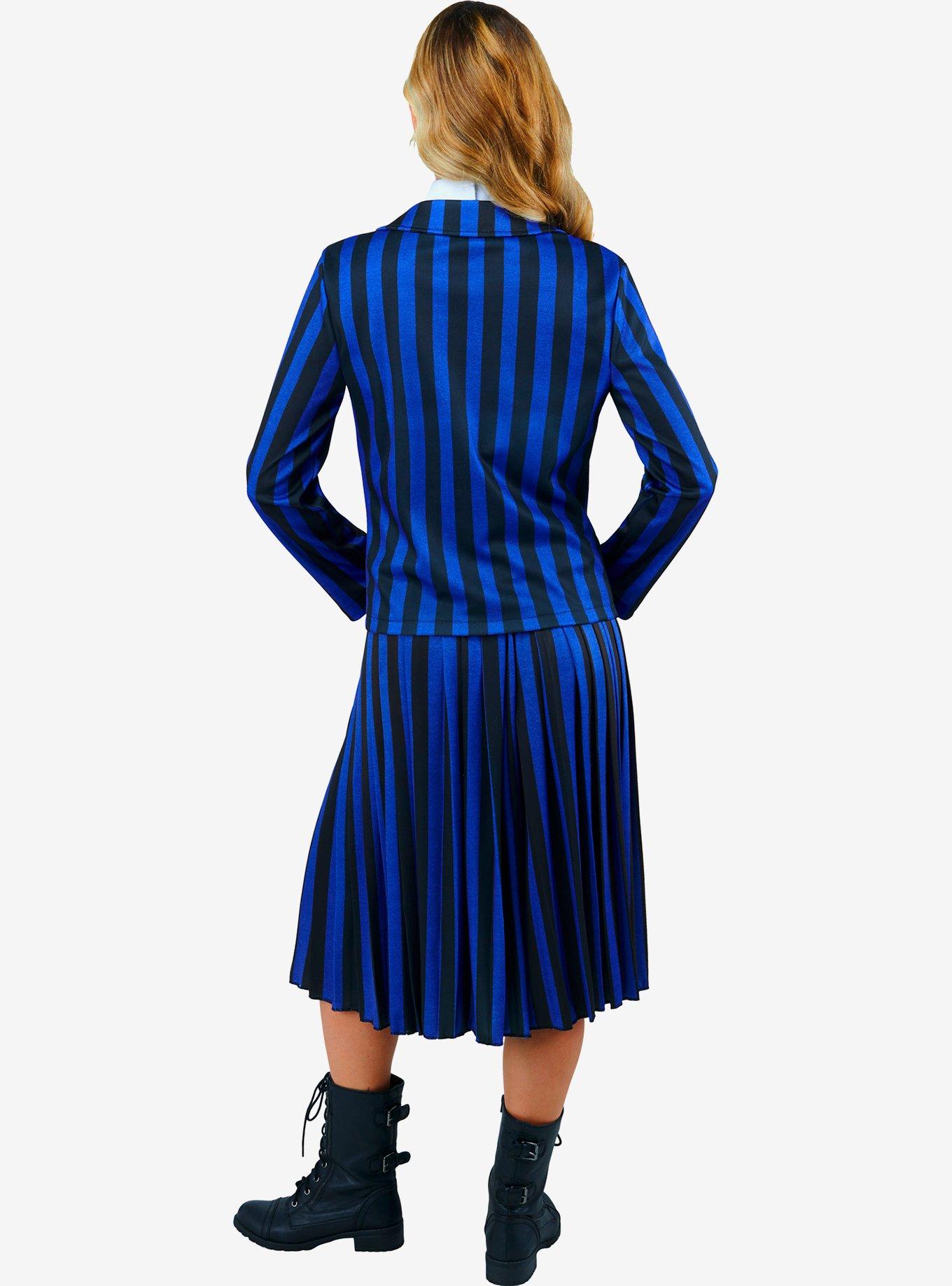 Wednesday Nevermore Academy Uniform Adult Costume, BLUE STRIPE, alternate