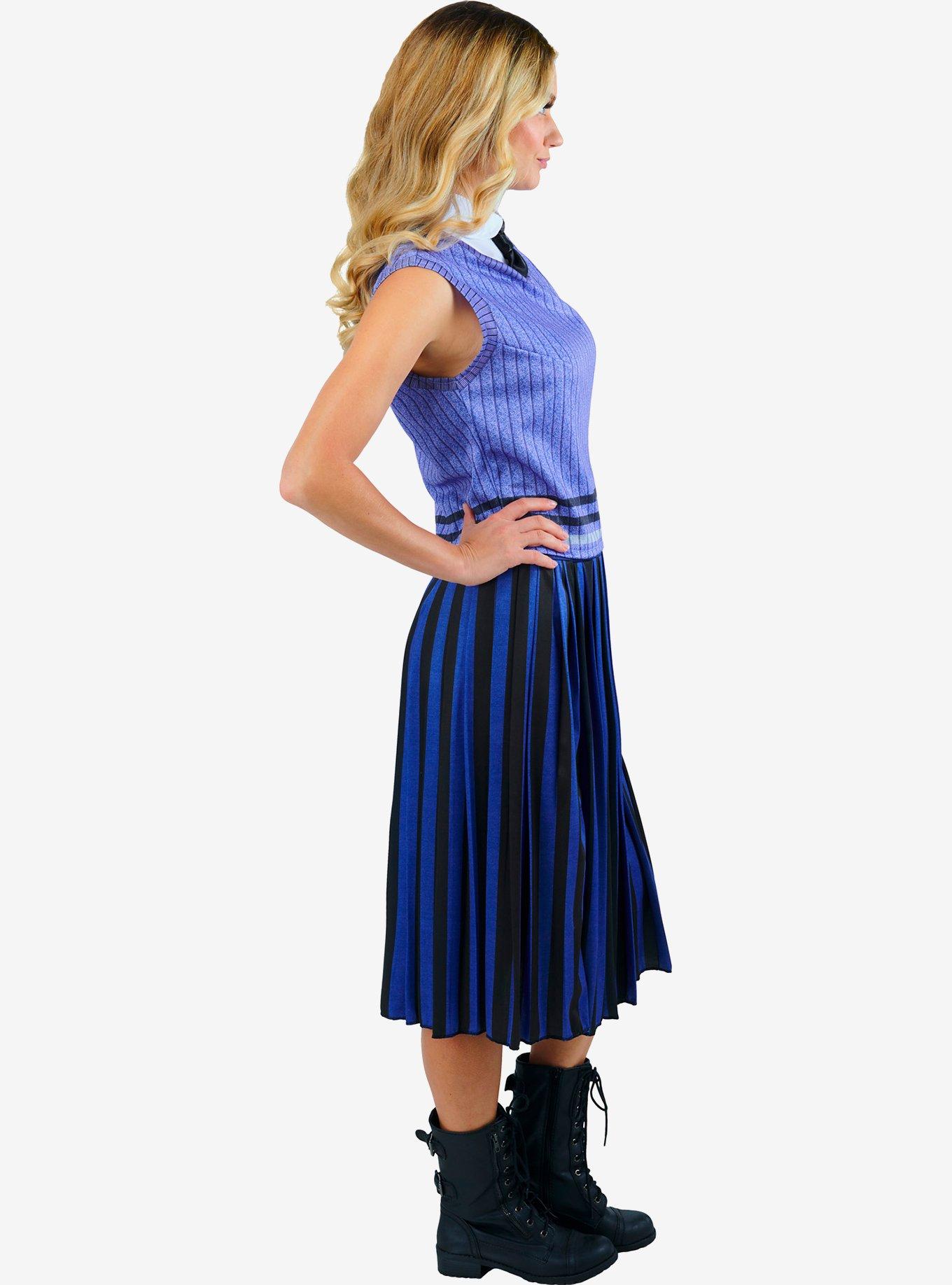 Wednesday Nevermore Academy Uniform Adult Costume, BLUE STRIPE, alternate