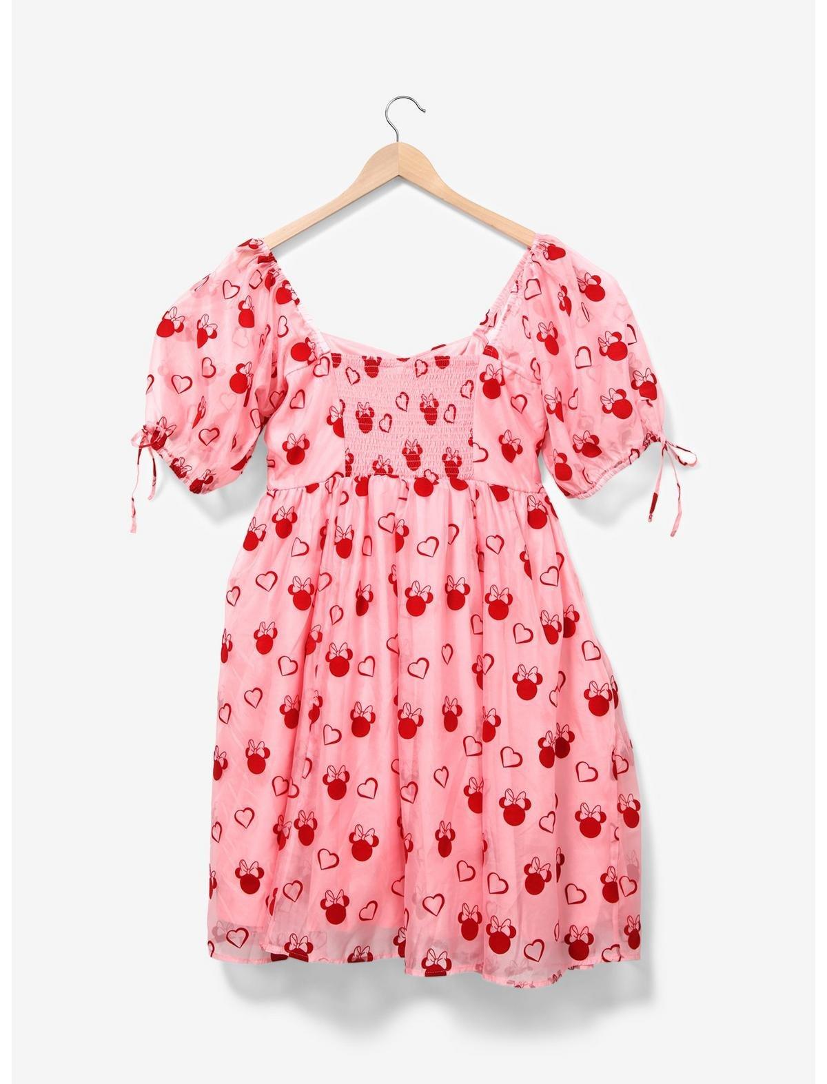 Disney Minnie Mouse Sweetheart Pink Puff-Sleeved Plus Size Dress, MULTI, alternate