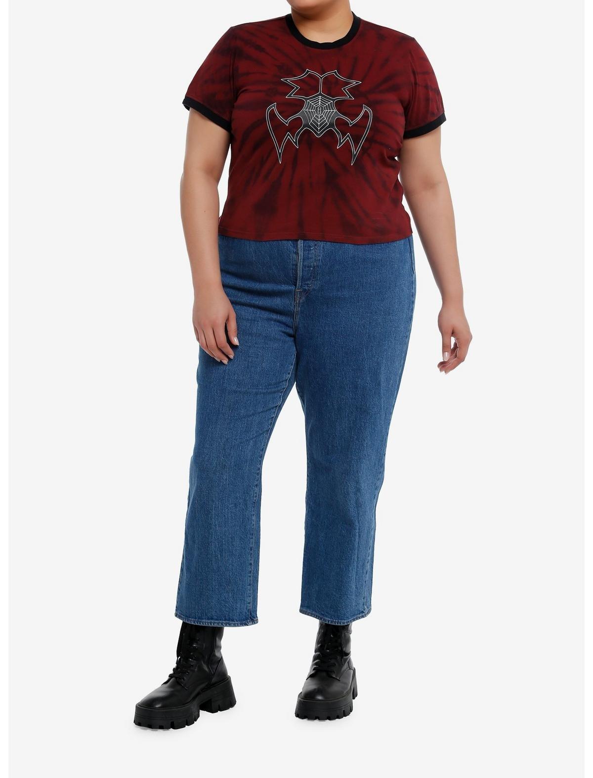 Her Universe Marvel Madame Web Spiderweb Tie-Dye Baby T-Shirt Plus Size, RED  BLACK, alternate