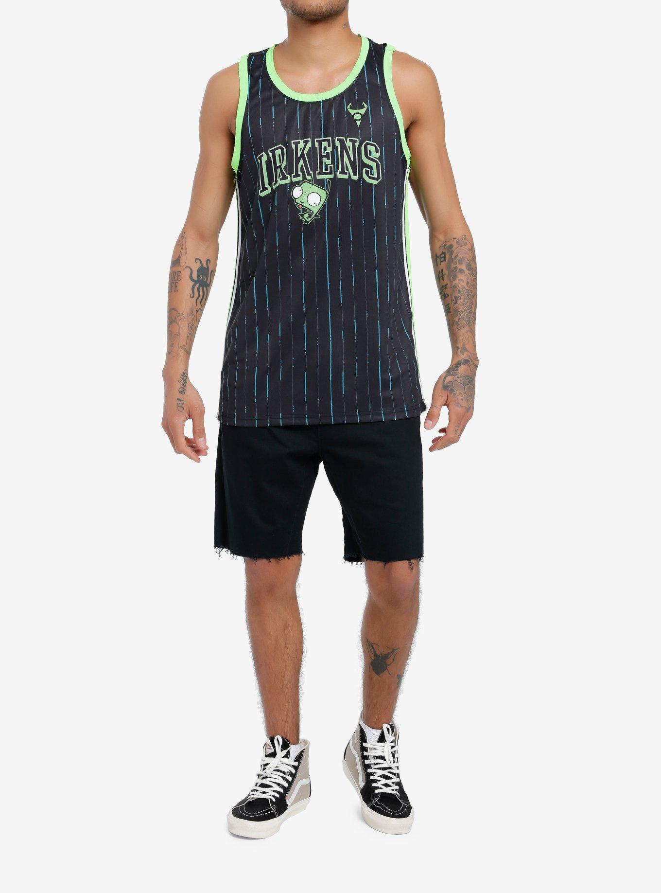 Invader Zim Irk Stripe Basketball Jersey, BLACK, alternate