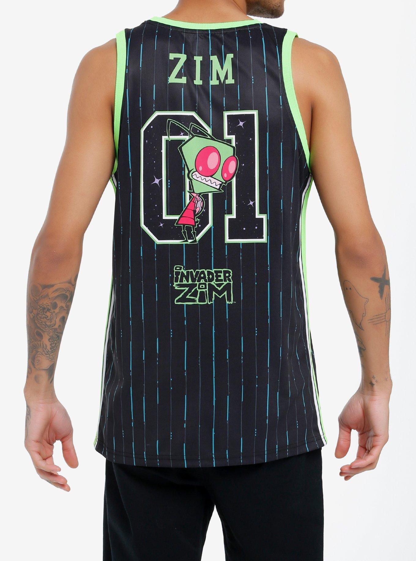 Invader Zim Irk Stripe Basketball Jersey, BLACK, alternate