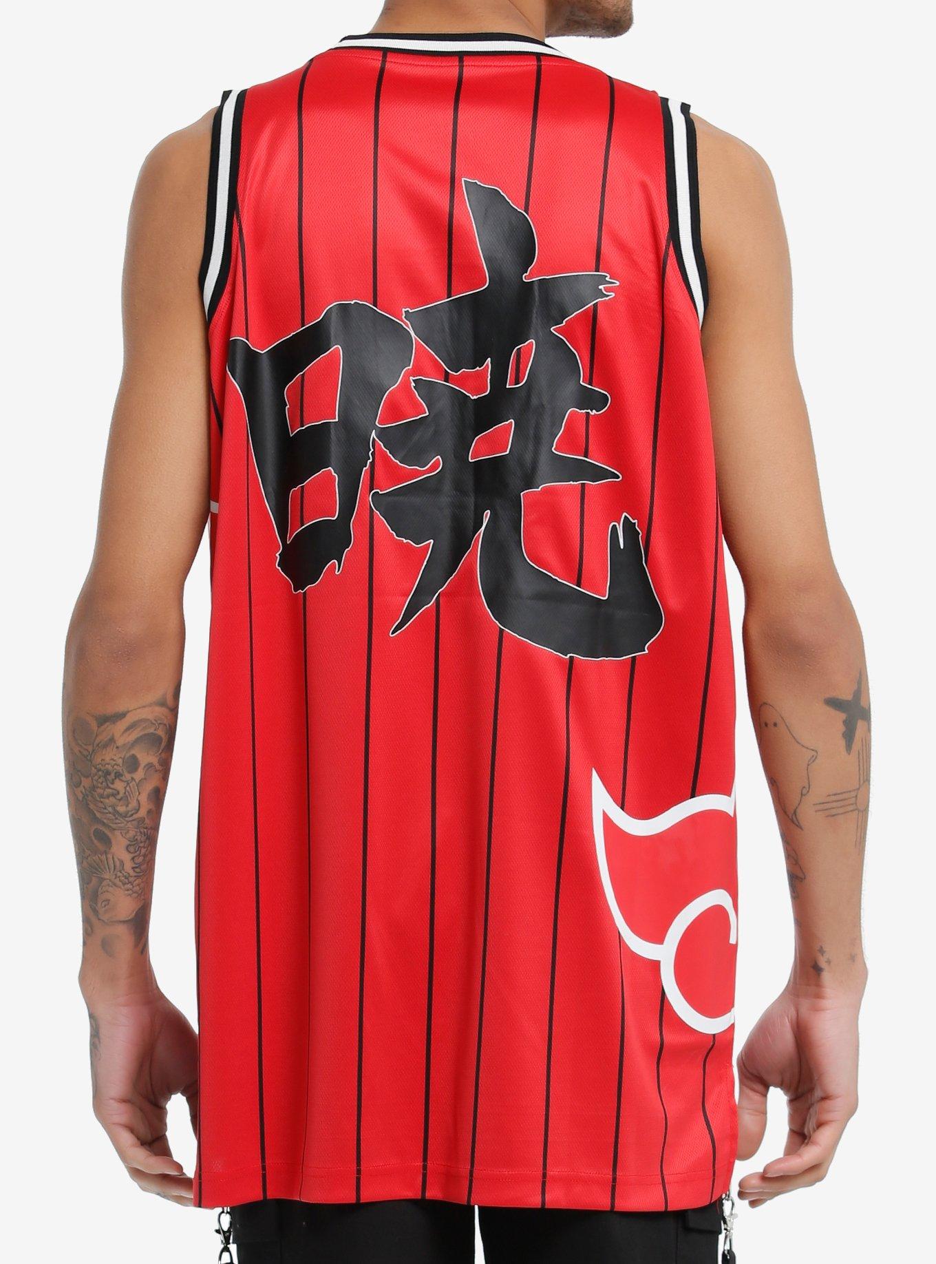 Naruto Shippuden Akatsuki Striped Basketball Jersey Tank Top, RED, alternate