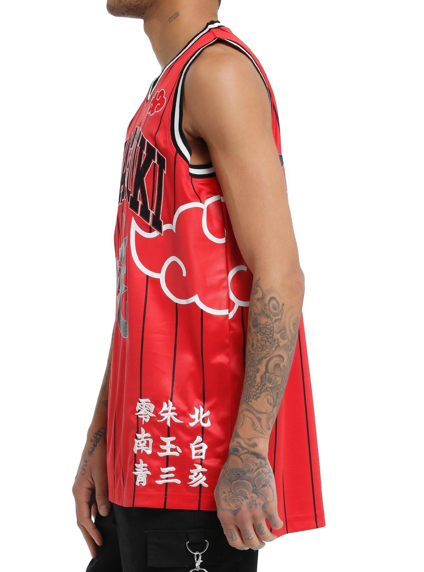 Naruto Shippuden Akatsuki Striped Basketball Jersey Tank Top, RED, alternate