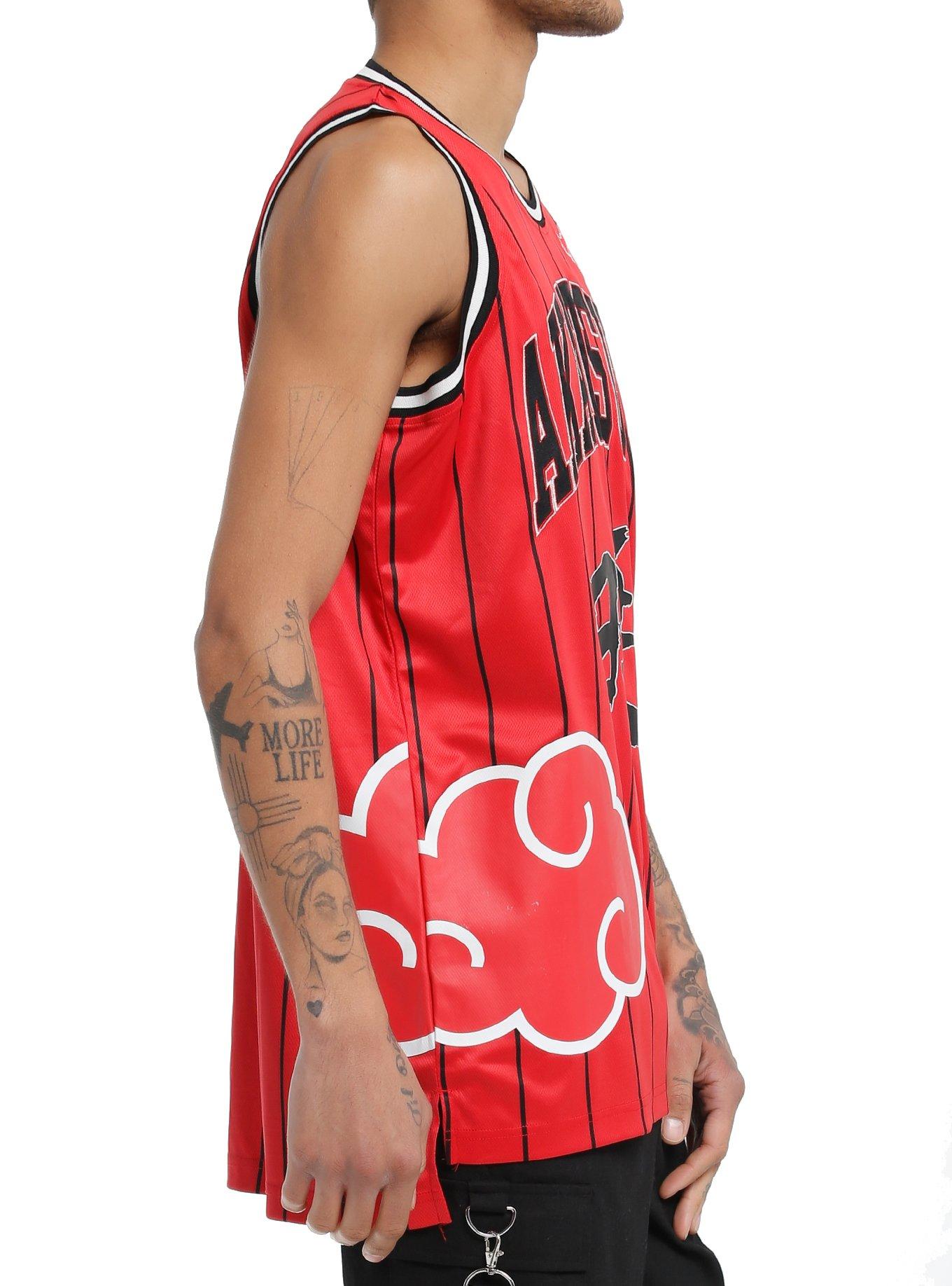 Naruto Shippuden Akatsuki Striped Basketball Jersey Tank Top, RED, alternate