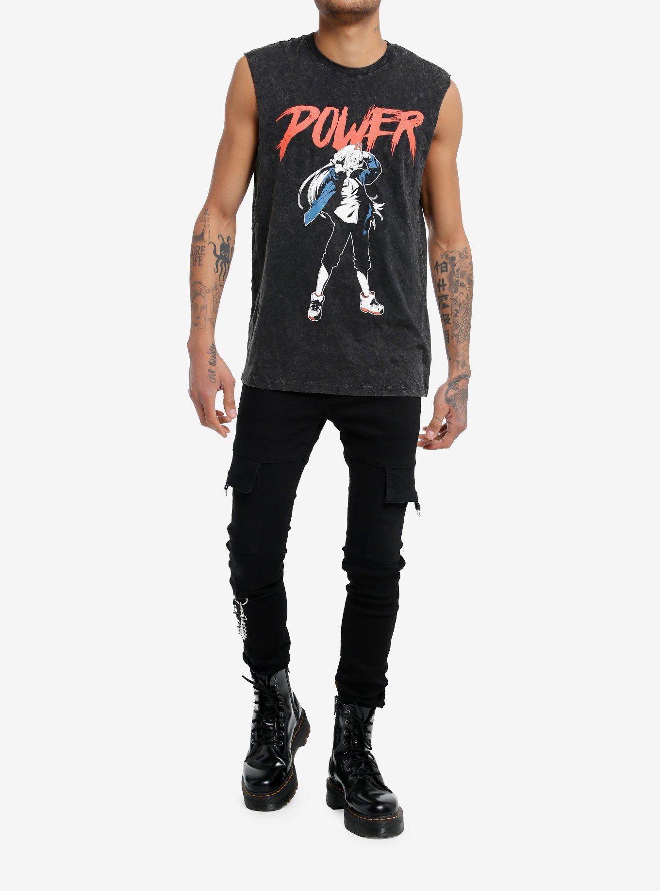 Chainsaw Man Power Dark Wash Muscle Tank Top, , hi-res