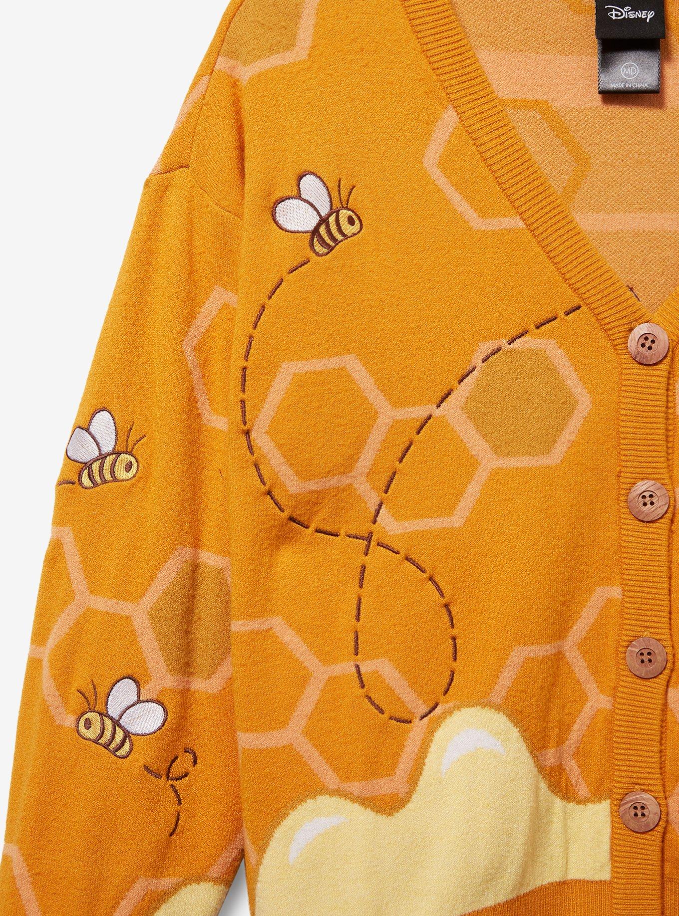 Disney Winnie the Pooh Honeycomb Pooh Bear Plus Size Cardigan, GOLDEN ROD YELLOW, alternate