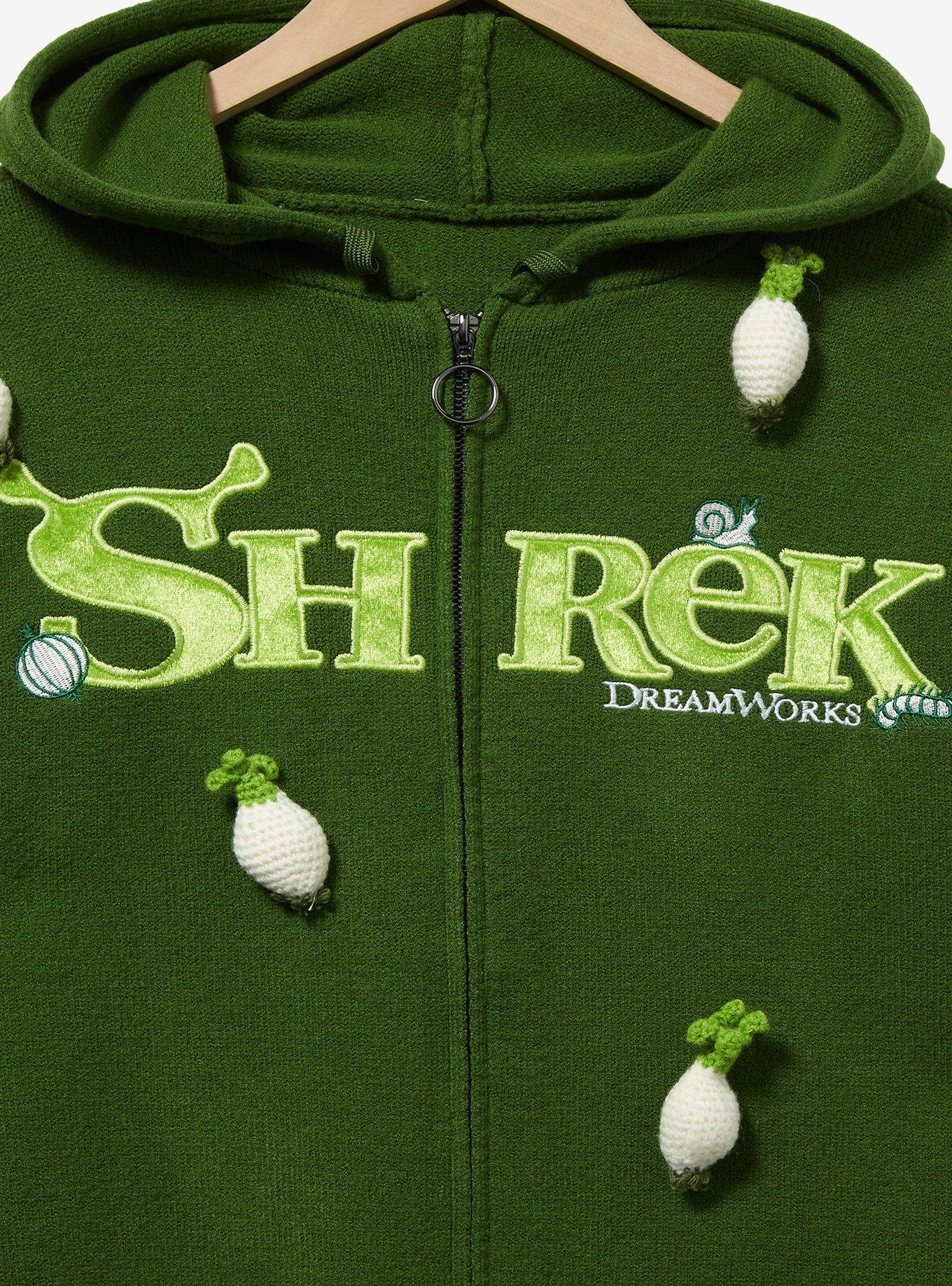 Shrek Logo Onion Knit Zippered Hoodie Plus Size, FOREST GREEN, alternate