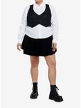 Social Collision Black Vest Girls Woven Button-Up Twofer Plus Size, BLACK, alternate