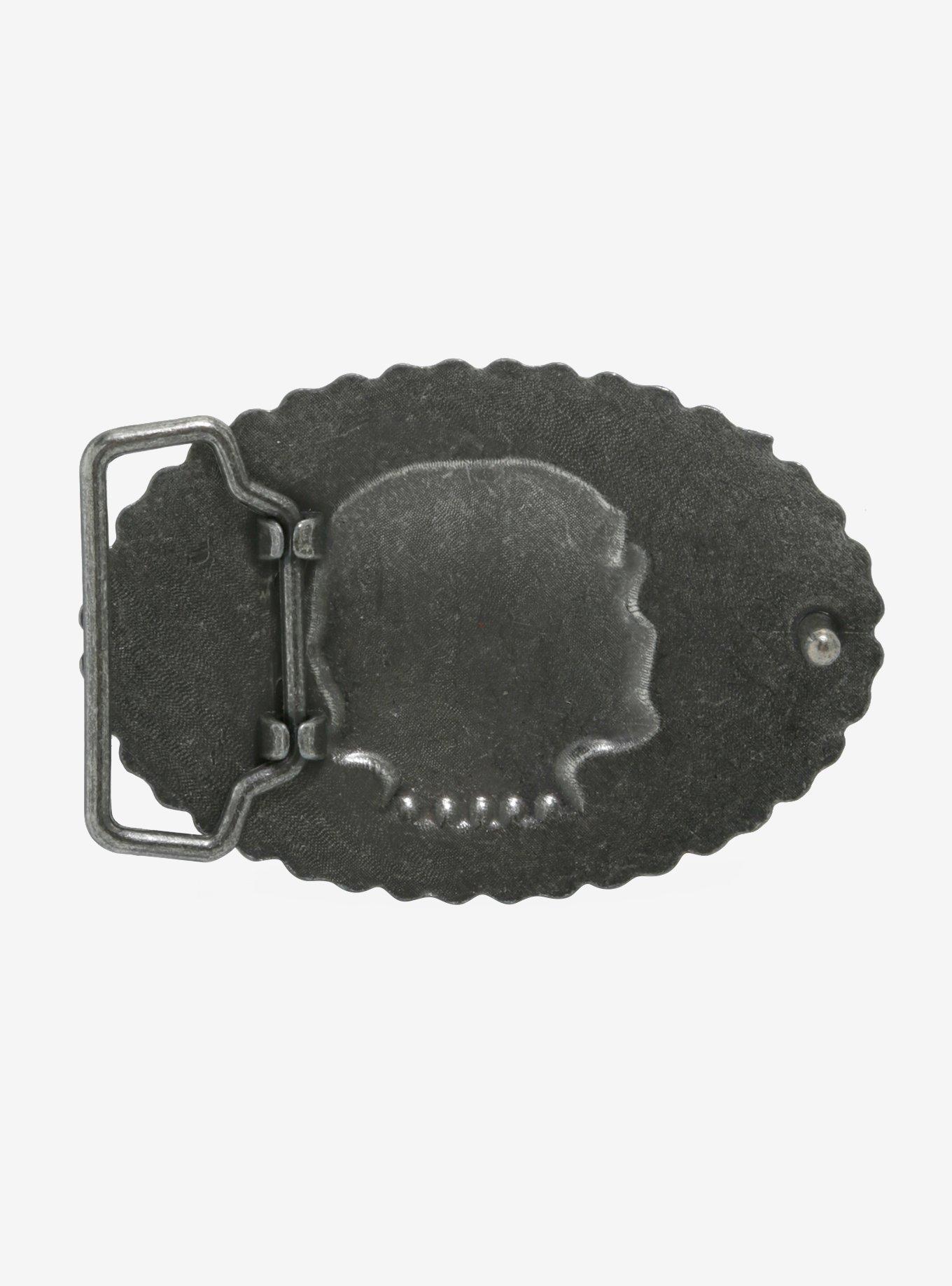 Flame Skull Single Belt Buckle, , hi-res
