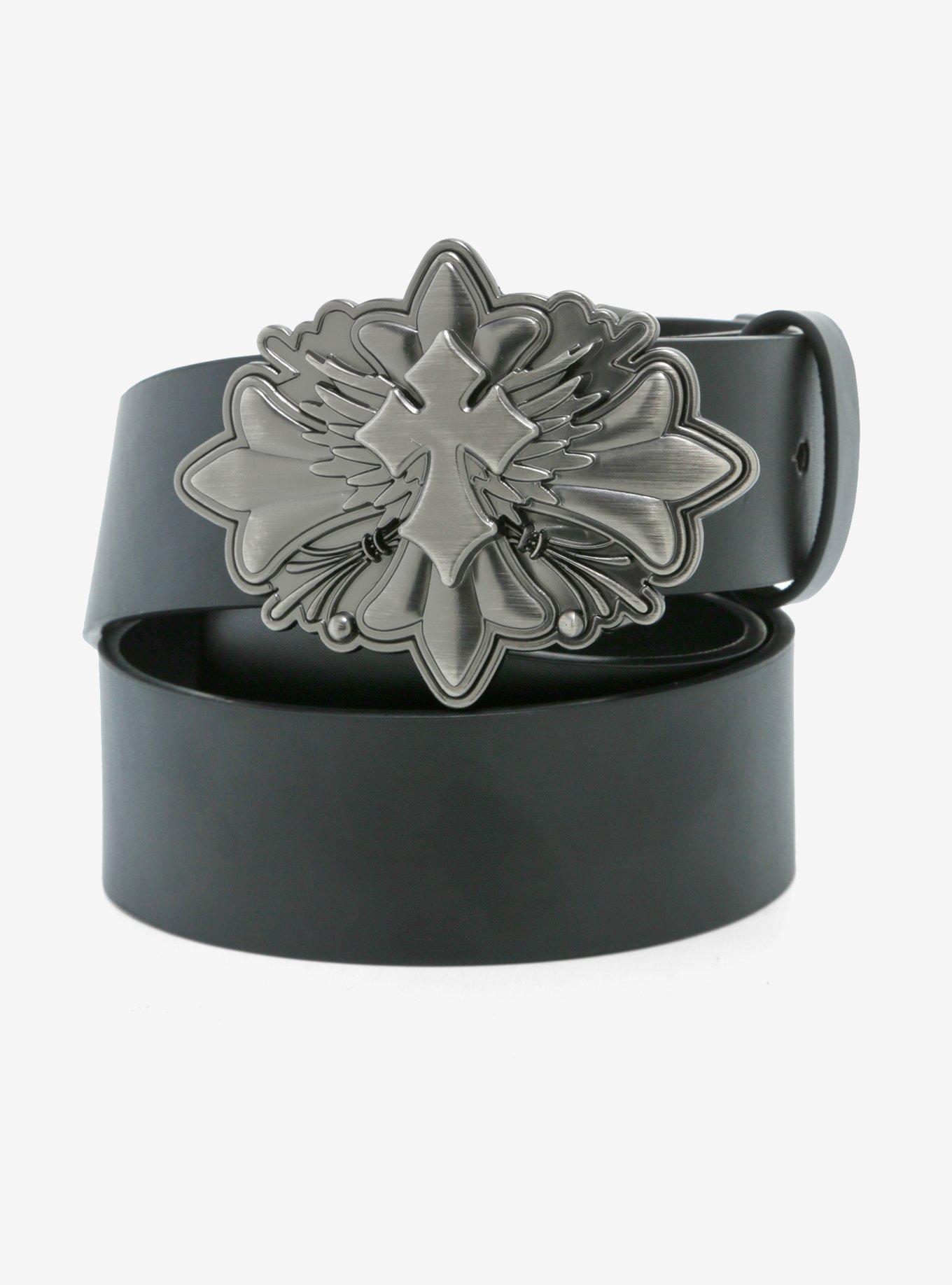 Winged Cross Single Belt Buckle, , alternate