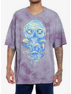 Social Collision Skull Mushroom Black Light Glow Oversized T-Shirt, , hi-res