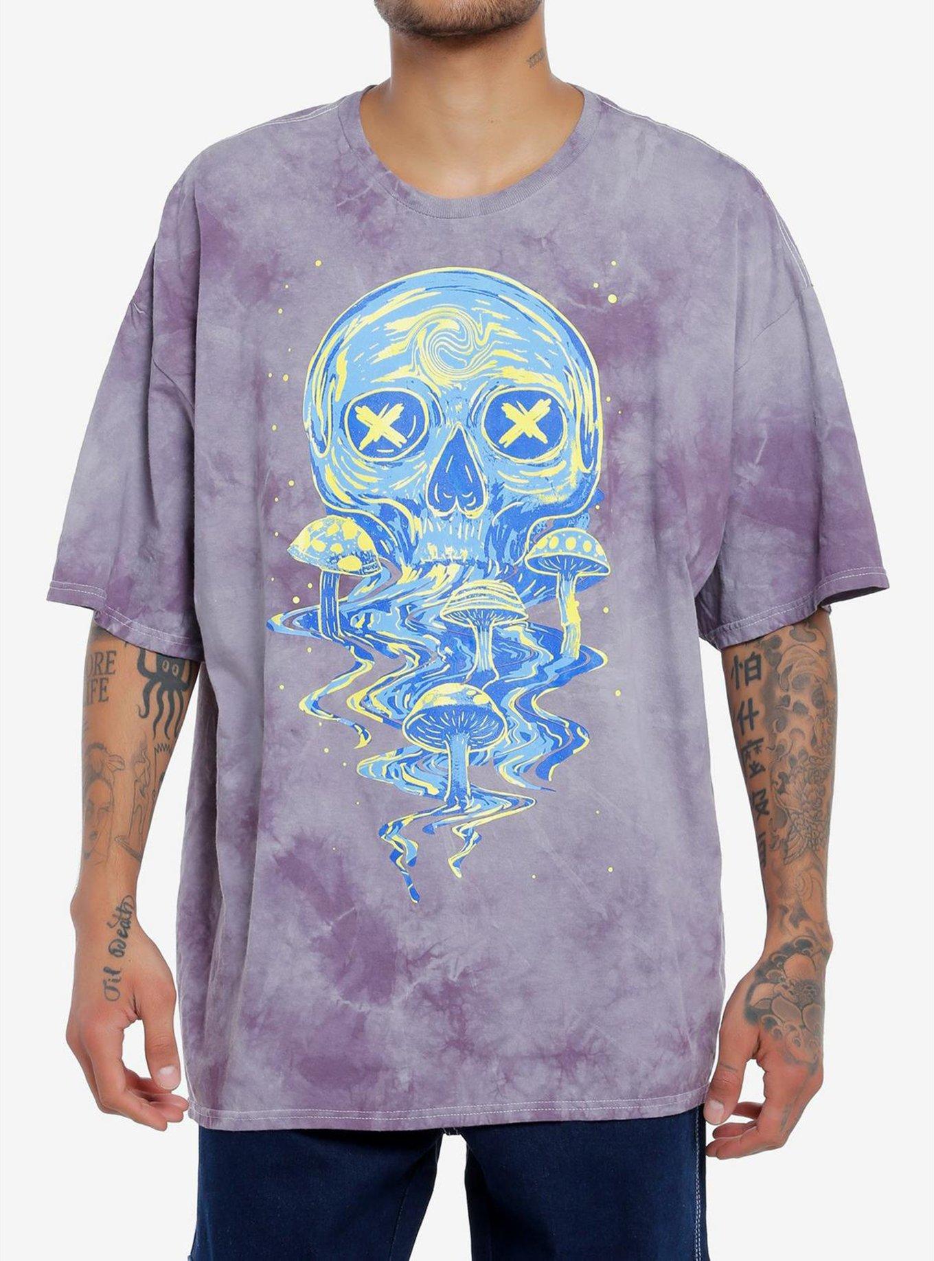 Social Collision® Skull Mushroom Black Light Glow Oversized T-Shirt, , hi-res