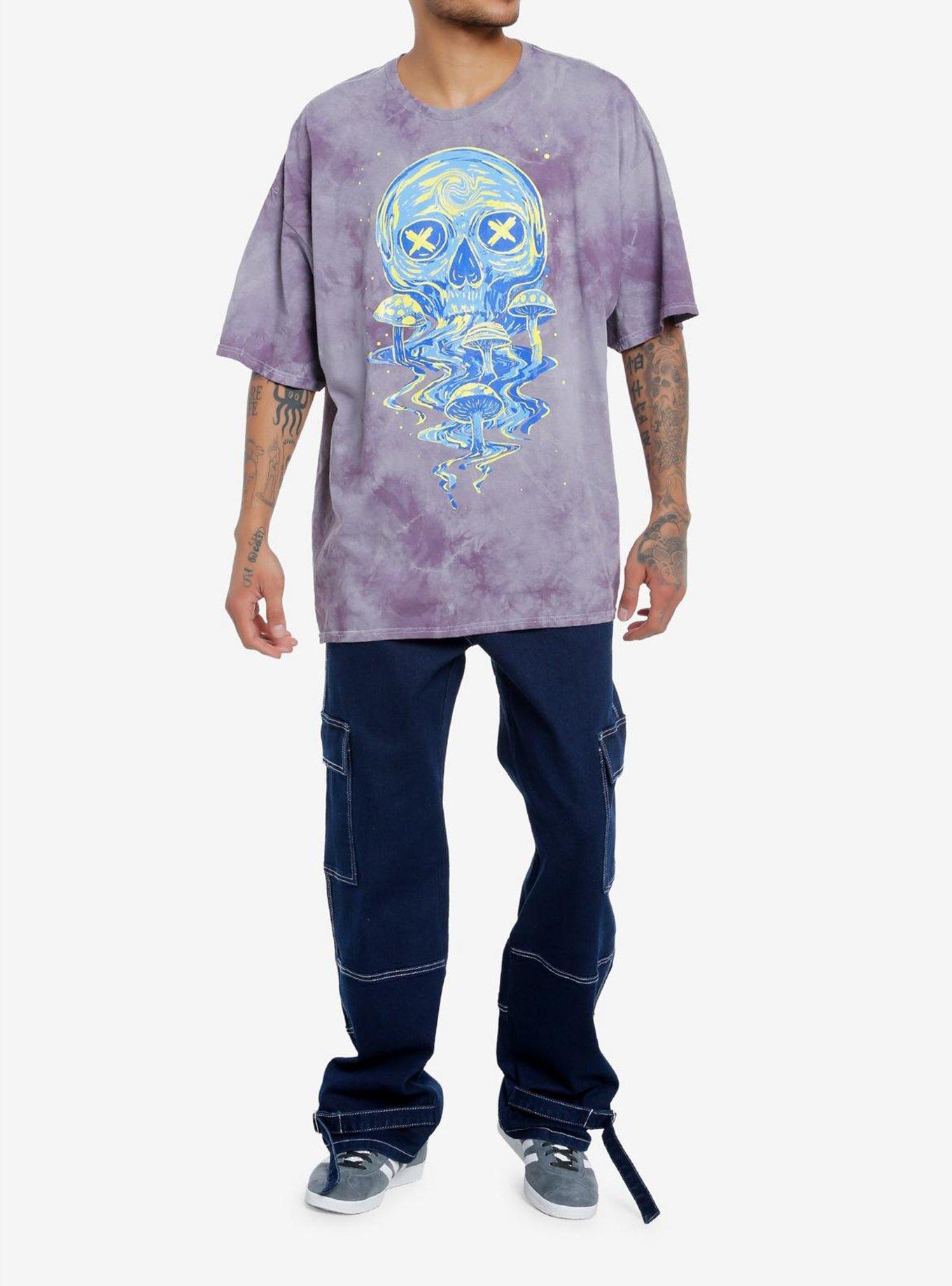 Social Collision® Skull Mushroom Black Light Glow Oversized T-Shirt, MULTI, alternate
