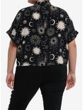 Cosmic Aura Celestial Boxy Girls Woven Button-Up Plus Size, CREAM, alternate