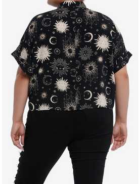 Cosmic Aura Celestial Boxy Girls Woven Button-Up Plus Size, , hi-res
