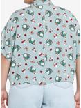 Thorn & Fable Chibi Frog Fairies Girls Woven Button-Up Plus Size, SAGE, alternate