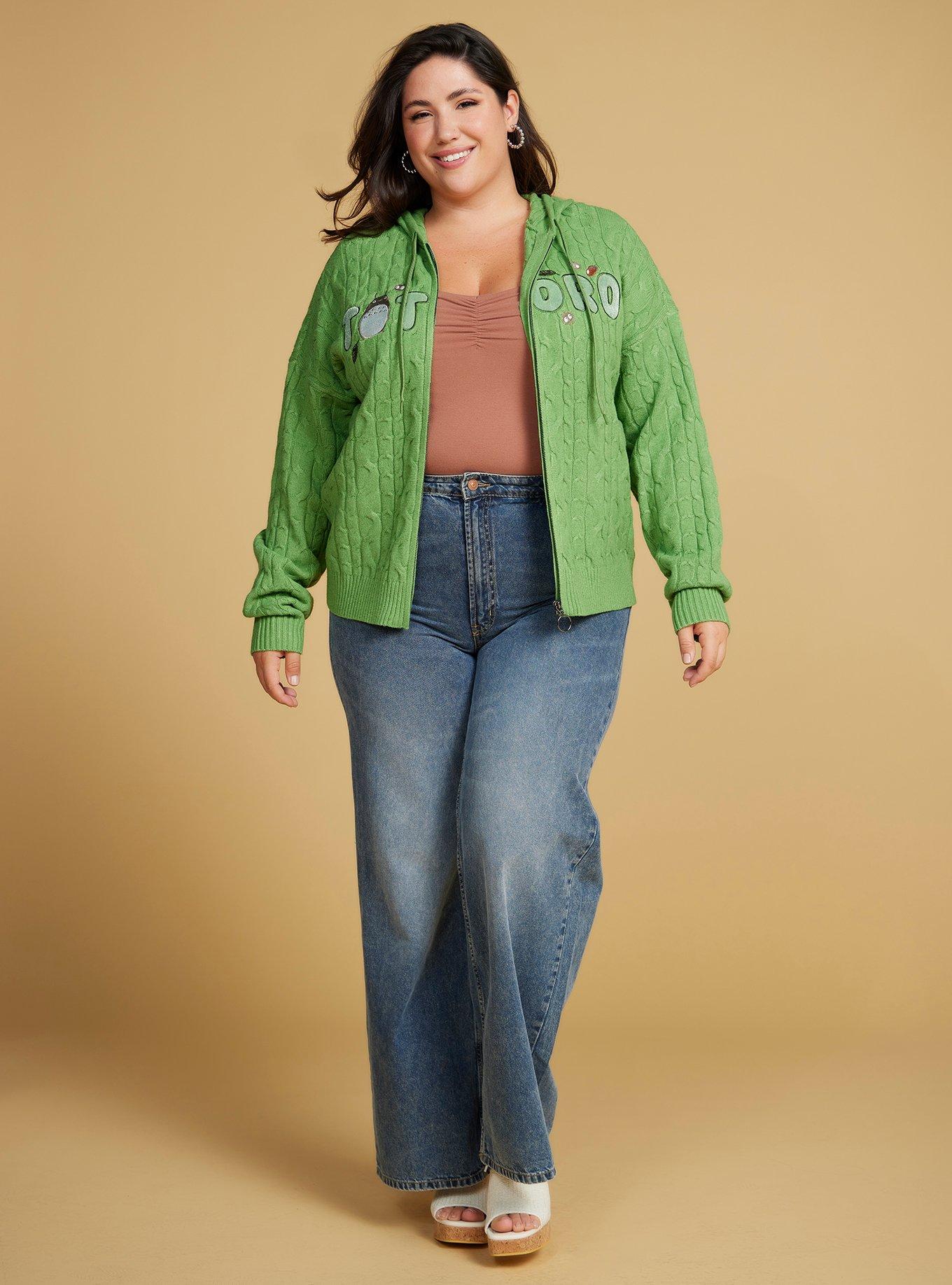 Her Universe Studio Ghibli My Neighbor Totoro Knit Women's Plus Size Zip Hoodie — BoxLunch Exclusive, , hi-res