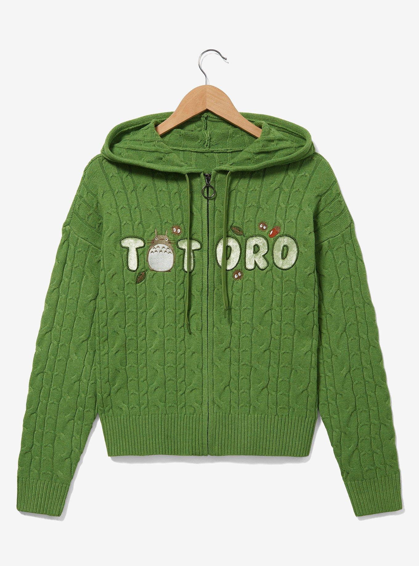 Her Universe Studio Ghibli My Neighbor Totoro Knit Women's Plus Size Zip Hoodie &mdash; BoxLunch Exclusive, GREEN, alternate