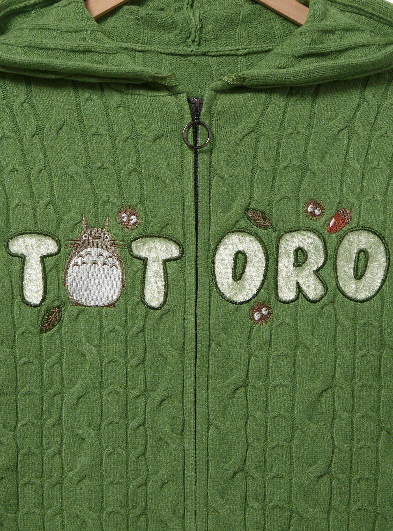 Her Universe Studio Ghibli My Neighbor Totoro Knit Women's Plus Size Zip Hoodie &mdash; BoxLunch Exclusive, GREEN, alternate