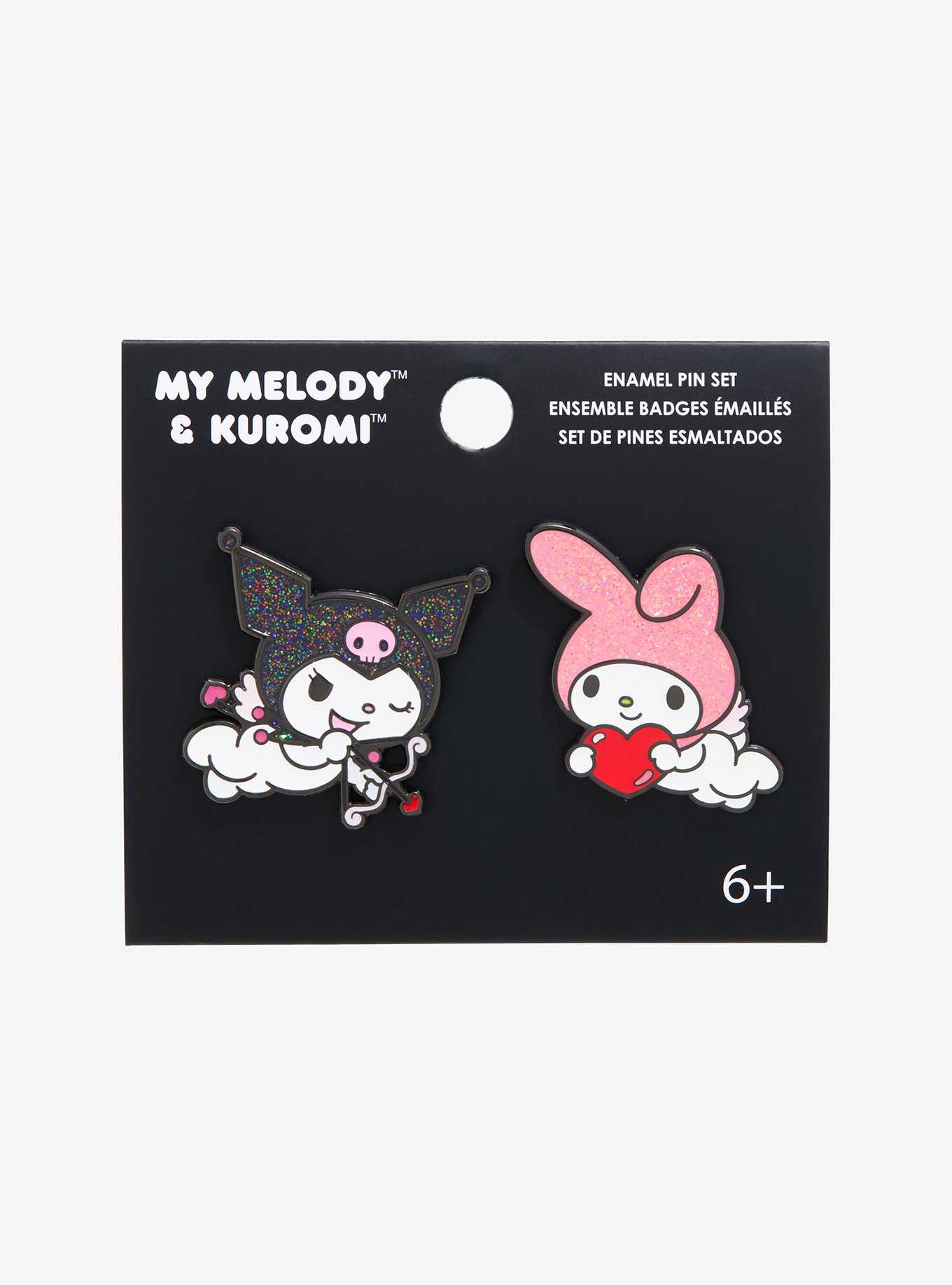 Loungefly My Melody & Kuromi Cupid Glitter Enamel Pin Set, , hi-res
