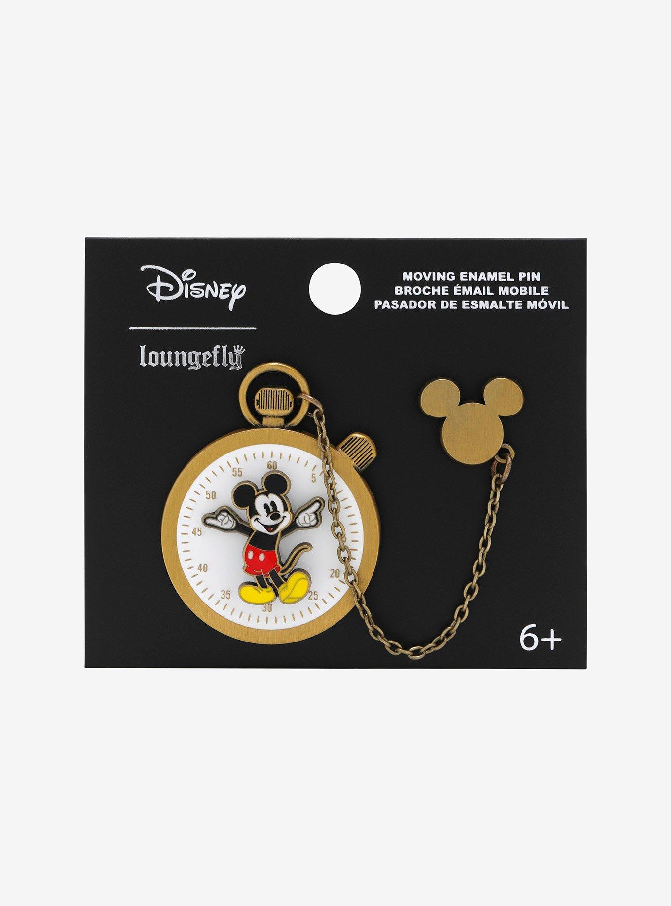 Loungefly Disney Mickey Mouse Pocket Watch Chain Enamel Pin Set