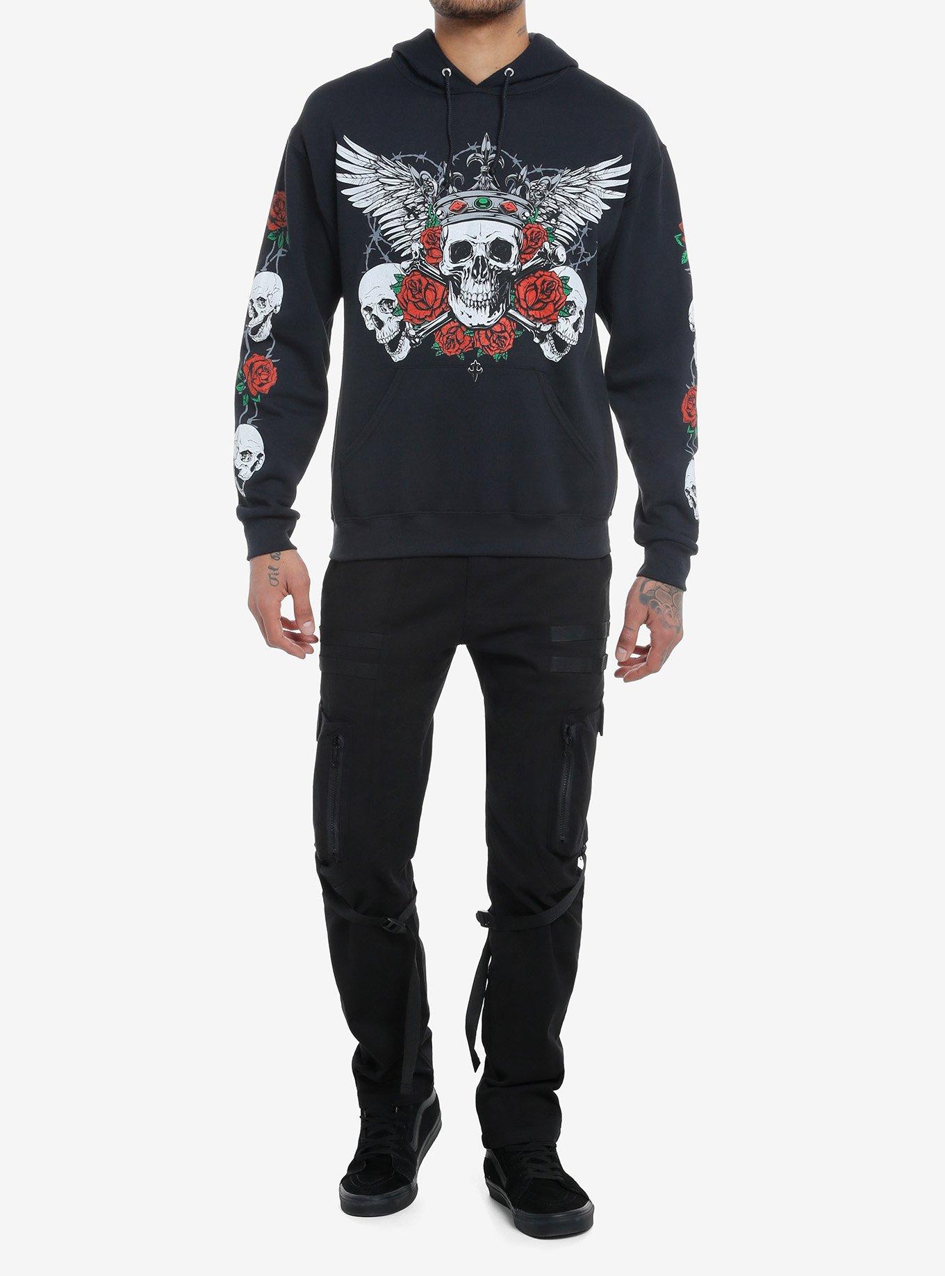 Crowned Skull With Wings Hoodie, , hi-res