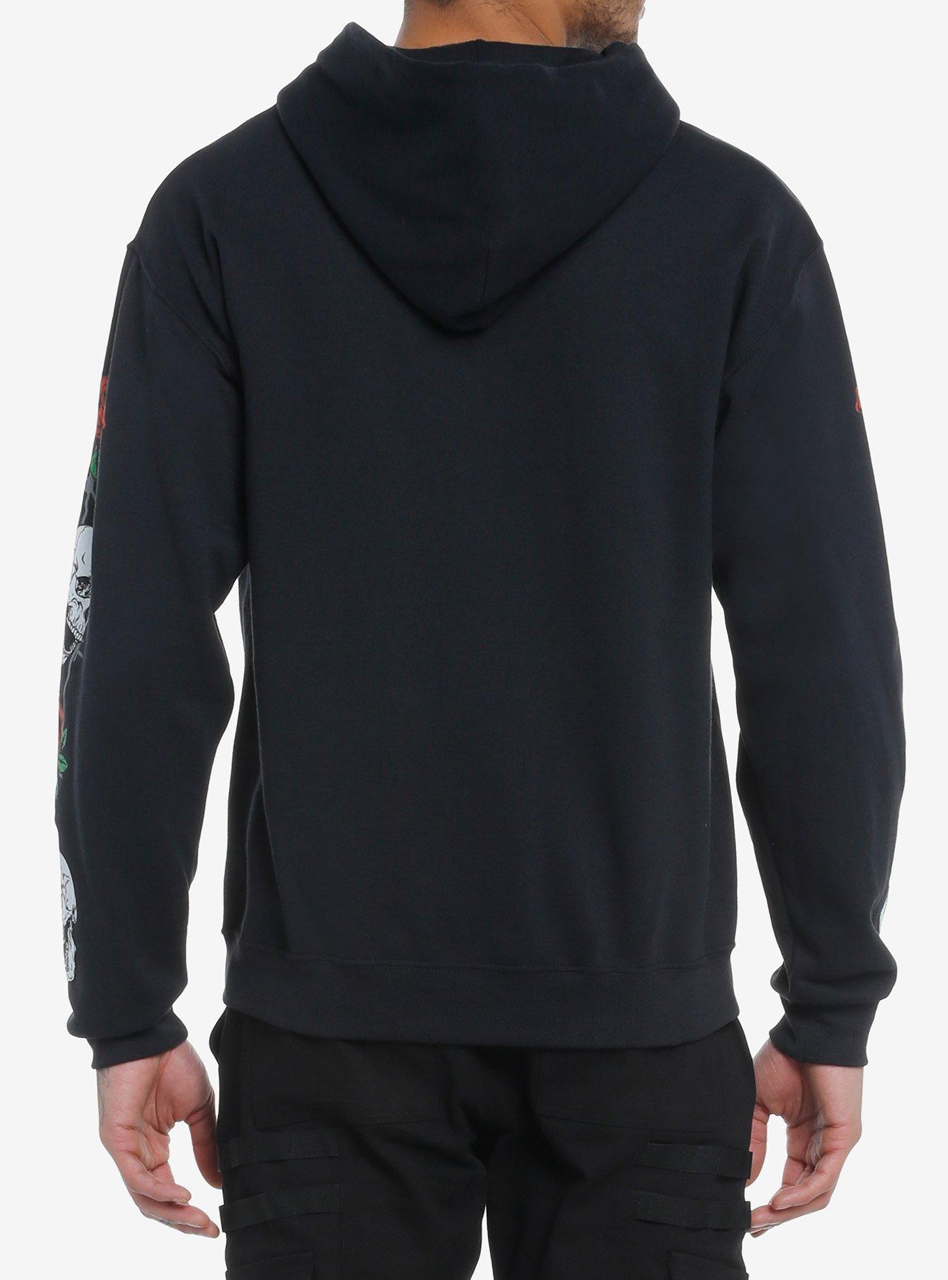 Crowned Skull With Wings Hoodie, RED, alternate