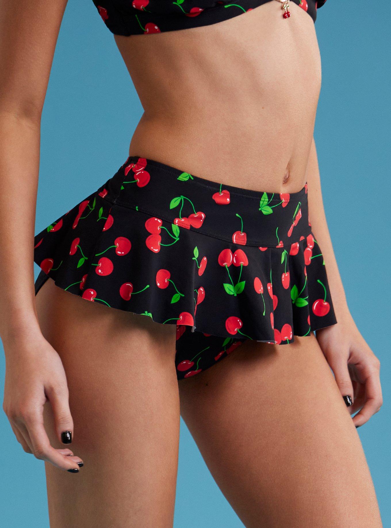 Black Cherry Skirted Swim Bottoms, , hi-res