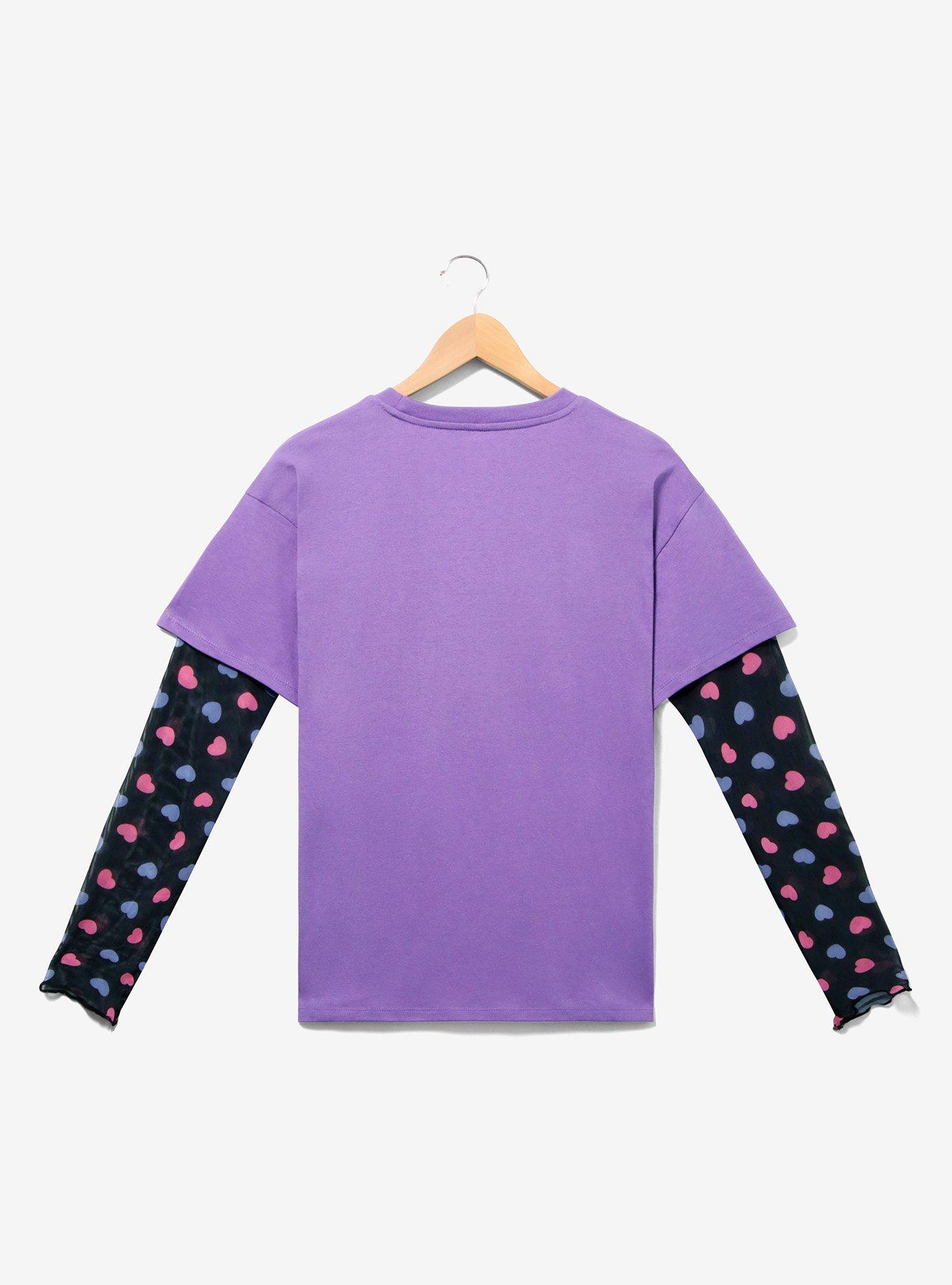Sanrio Kuromi Mesh Layered Long Sleeve Women's T Shirt &mdash; BoxLunch Exclusive, PURPLE, alternate