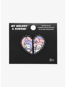 Loungefly My Melody & Kuromi Chain Heart Enamel Pin Set, , hi-res