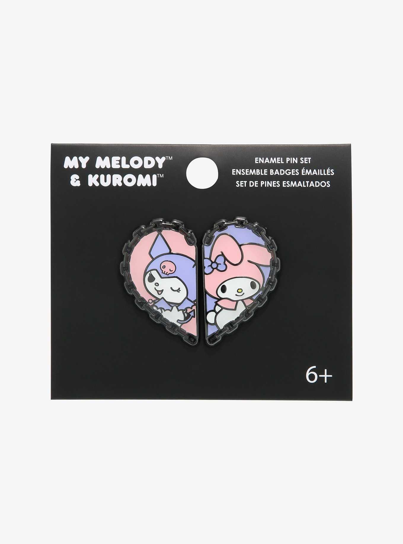 Loungefly My Melody & Kuromi Chain Heart Enamel Pin Set, , hi-res
