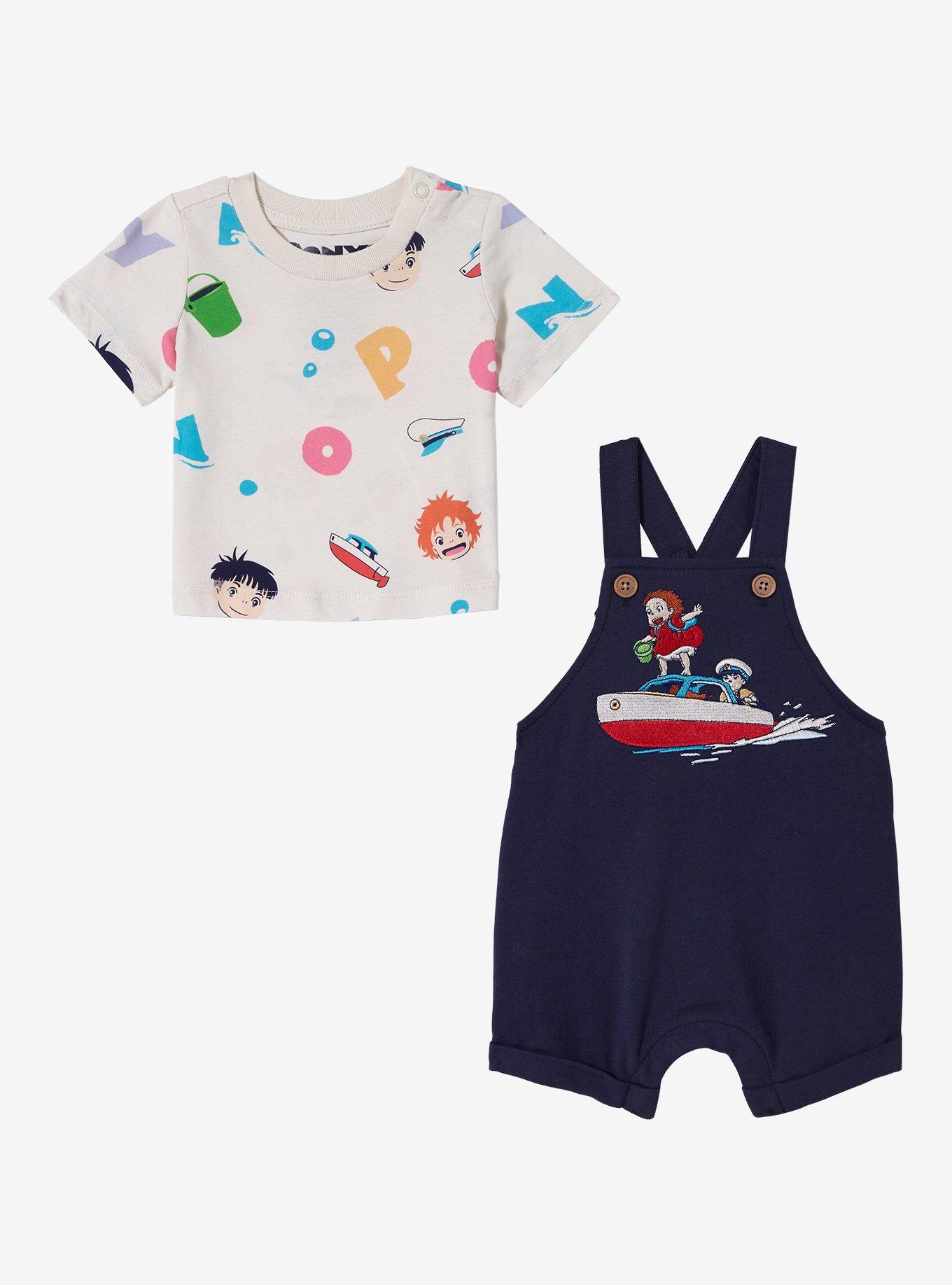 Studio Ghibli Ponyo Sasuke & Ponyo Boat Infant T-Shirt and Overall Set - BoxLunch Exclusive, NAVY, alternate