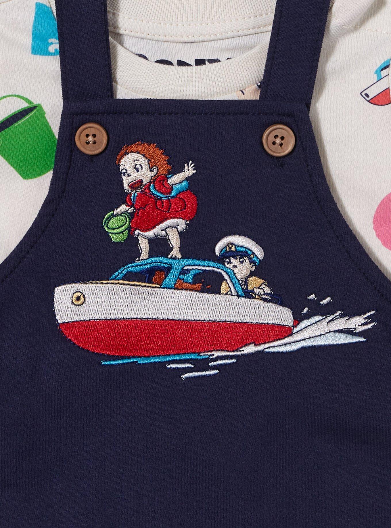 Studio Ghibli Ponyo Sasuke & Ponyo Boat Infant T-Shirt and Overall Set - BoxLunch Exclusive, NAVY, alternate