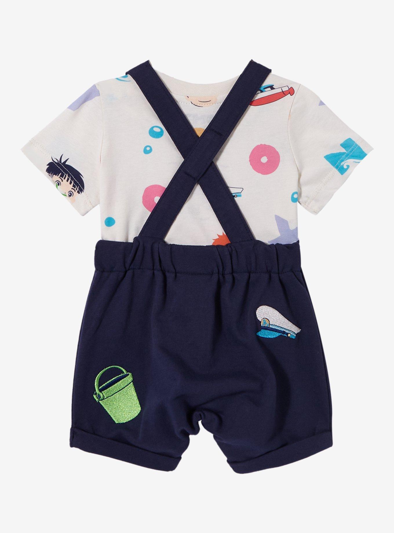 Studio Ghibli Ponyo Sasuke & Ponyo Boat Infant T-Shirt and Overall Set - BoxLunch Exclusive, NAVY, alternate