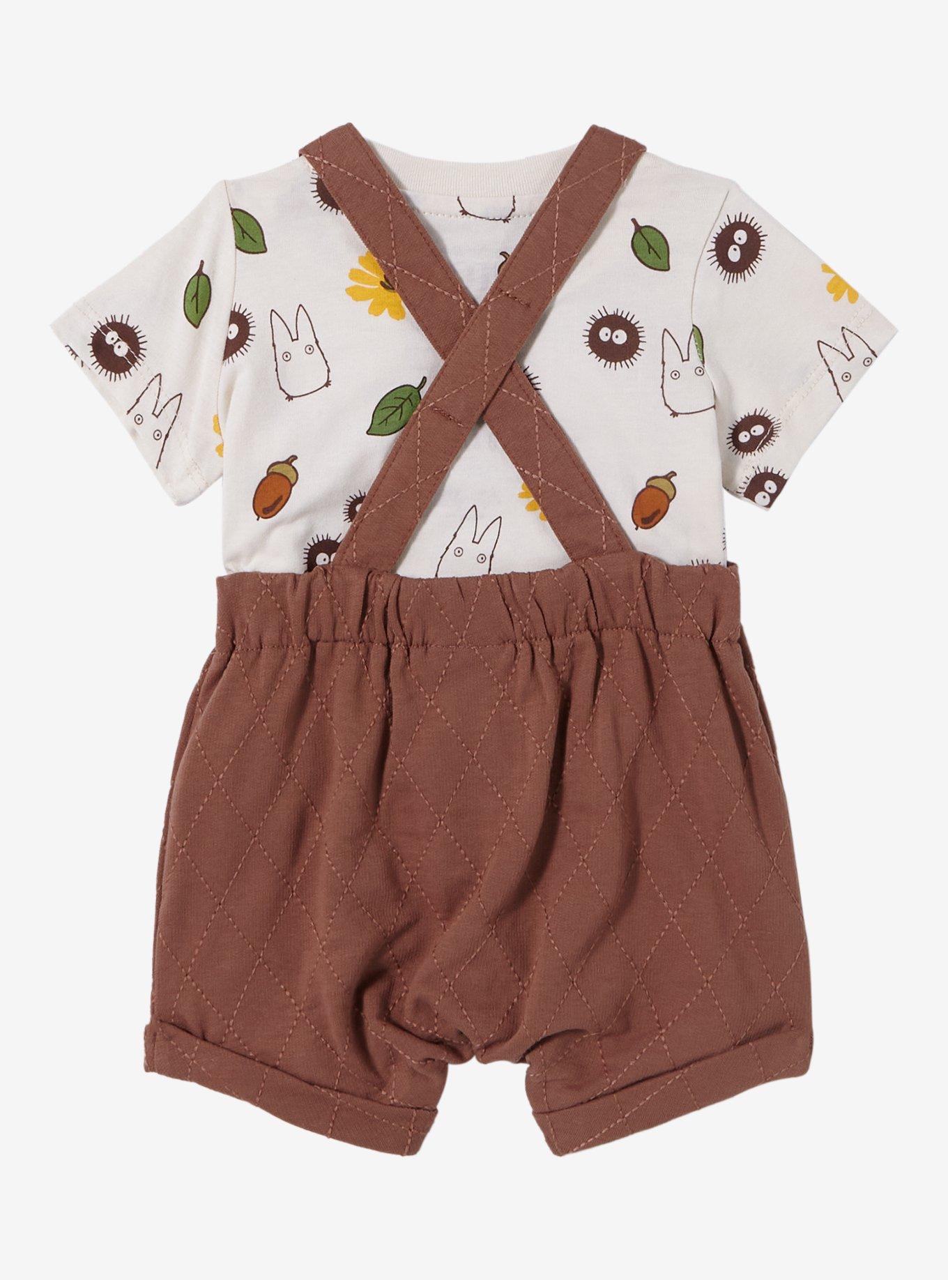 Studio Ghibli My Neighbor Totoro Quilted Infant  T-Shirt and Overall Set - BoxLunch Exclusive, BROWN  LIGHT BROWN, alternate