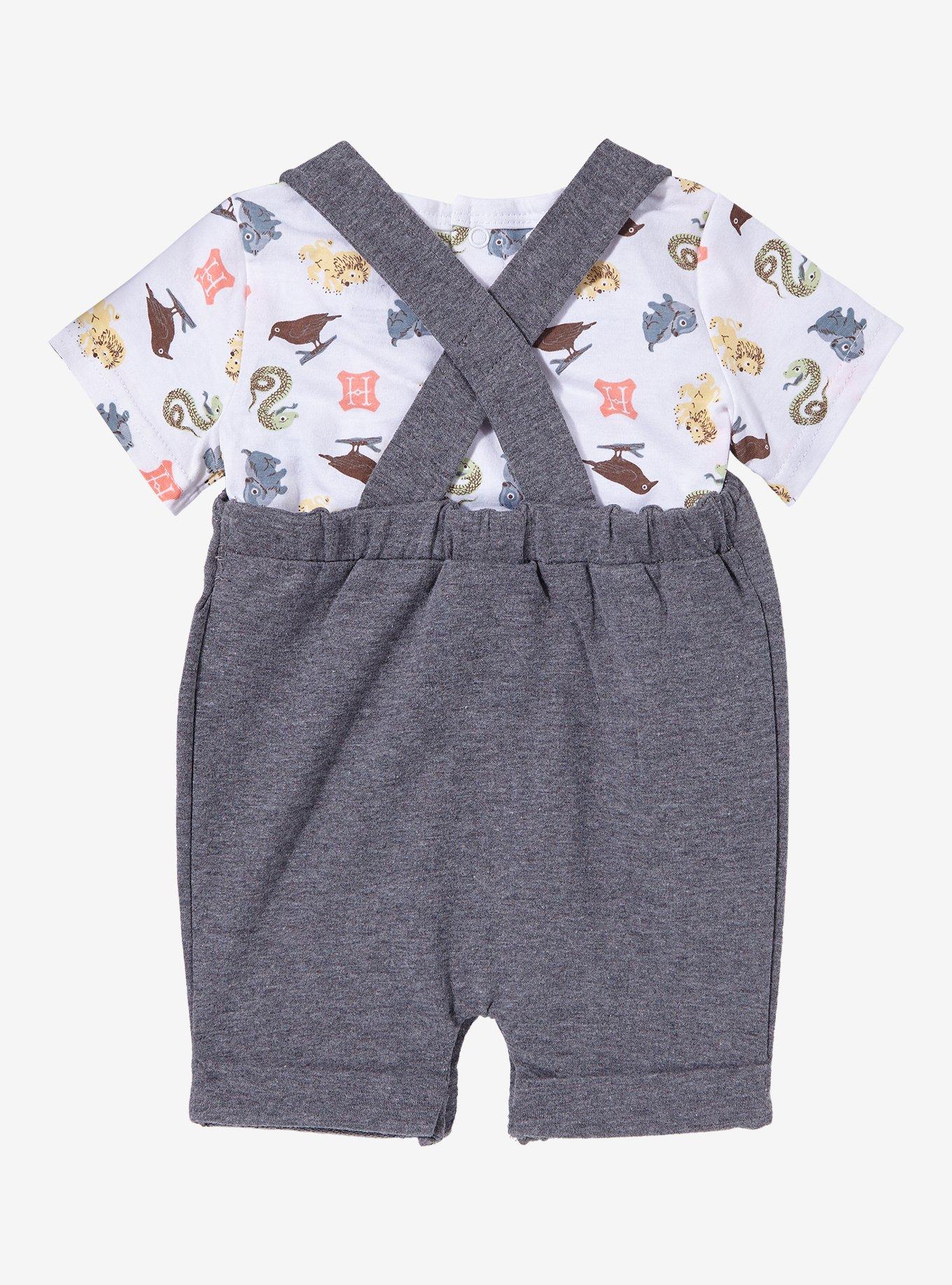 Harry Potter Hogwarts House Crest T-Shirt and Overall Set &mdash; BoxLunch Exclusive, HEATHER  CHARCOAL, alternate