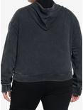 Social Collision Faces Washed Girls Hoodie Plus Size, , alternate