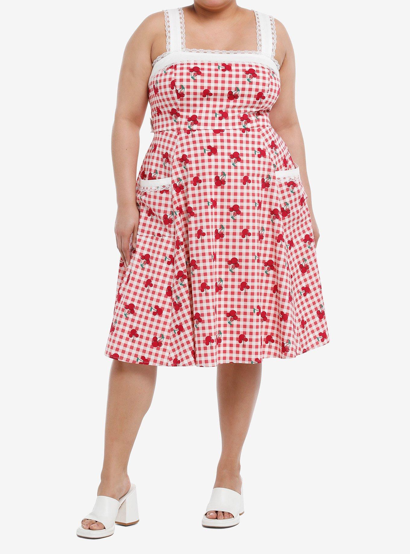 Her Universe Disney Mickey Mouse Cherry Gingham Retro Dress Plus Size, , hi-res