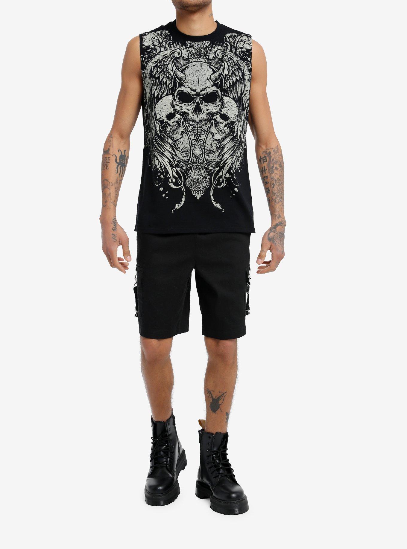 Evil Skulls Muscle Tank Top, BLACK, alternate