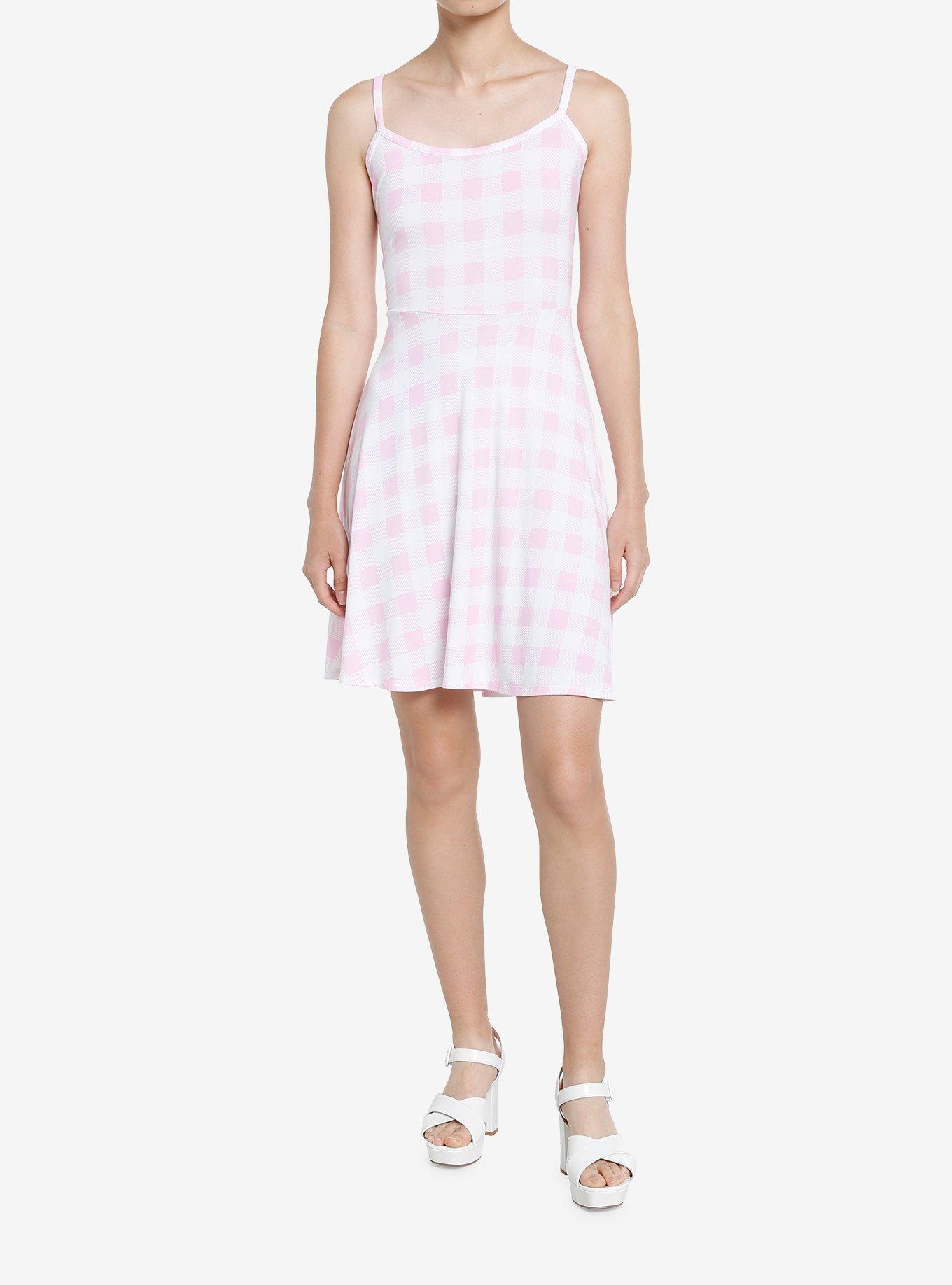 Pastel Pink Gingham Mini Dress, , hi-res