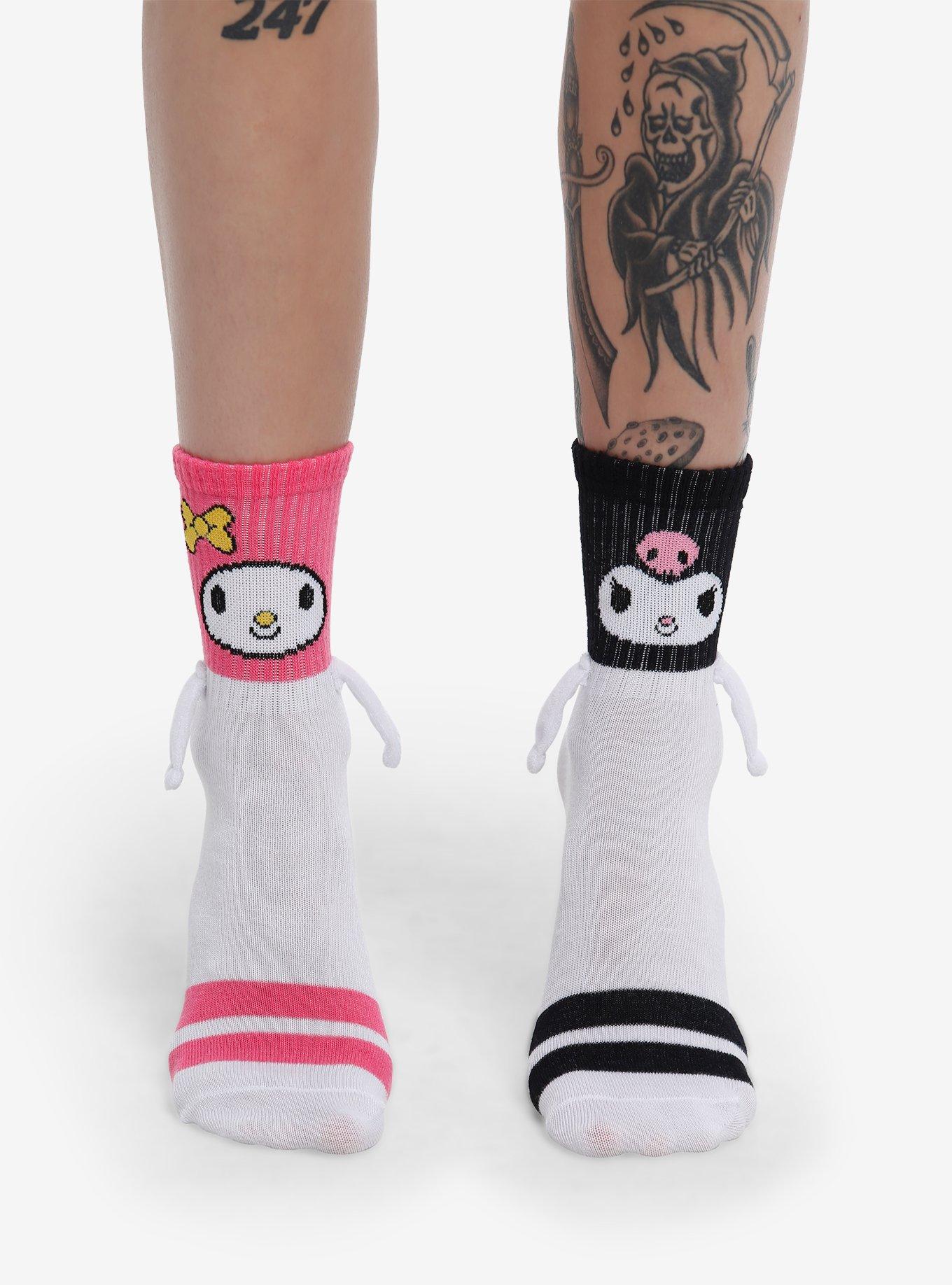 My Melody & Kuromi Magnetic Arms Mismatch Crew Socks