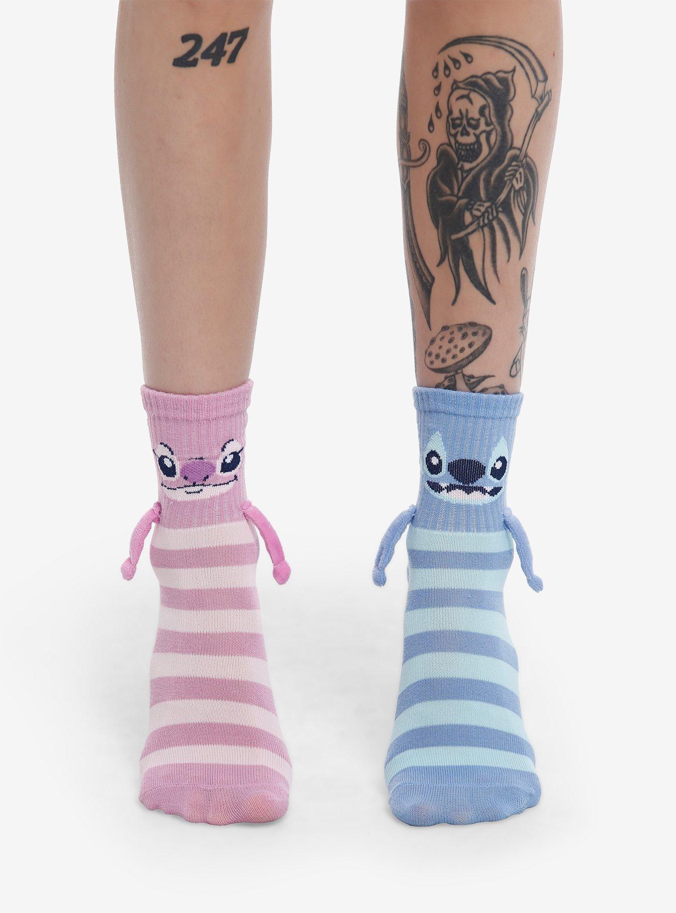 Disney Lilo & Stitch Angel & Stitch Magnetic Arms Mismatch Crew Socks