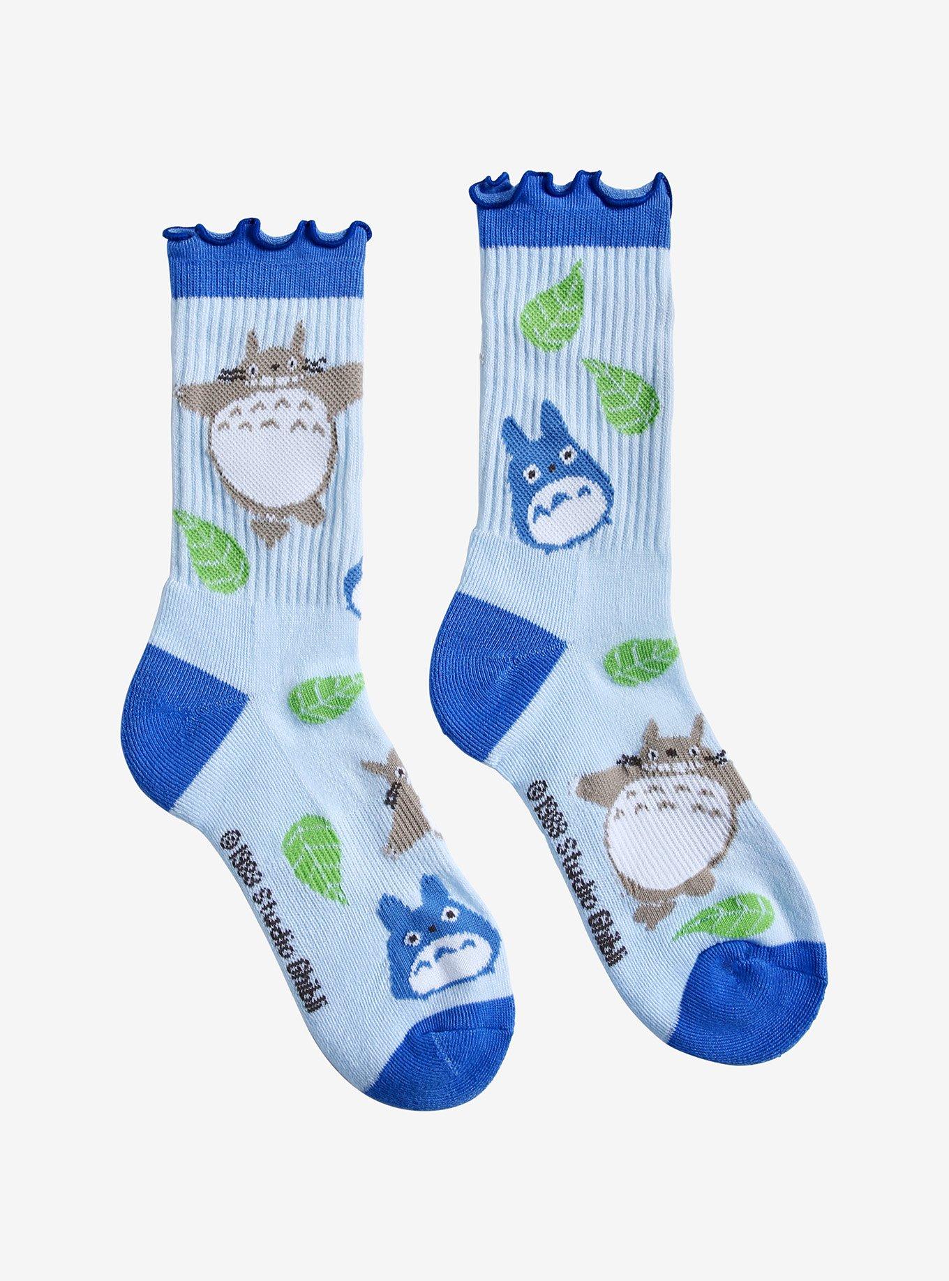 Studio Ghibli My Neighbor Totoro Blue Lettuce Trim Crew Socks, , alternate