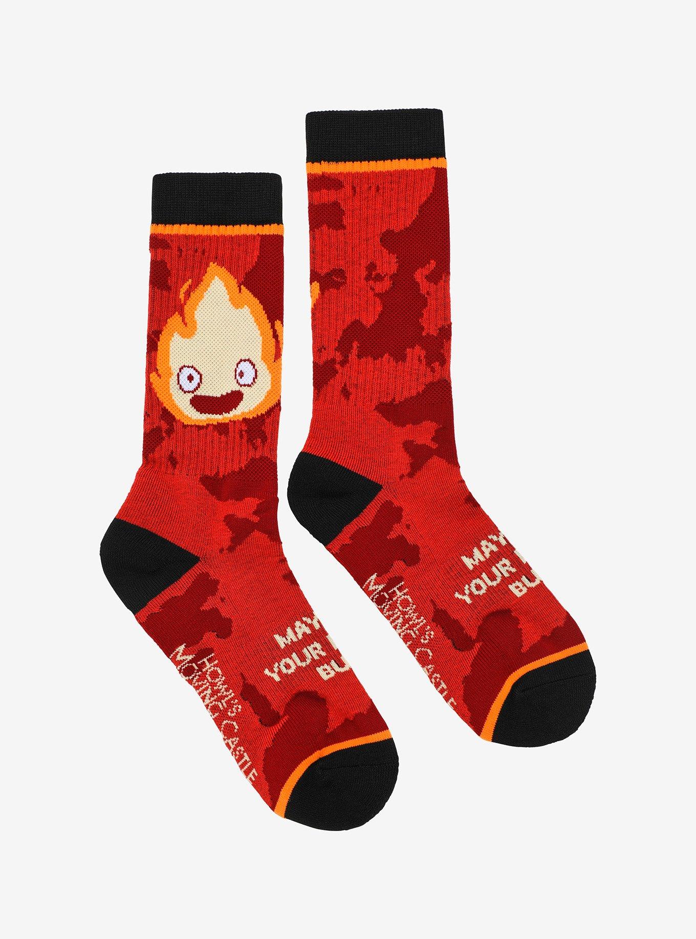 Studio Ghibli Howl's Moving Castle Calcifer Bacon Burn Crew Socks, , alternate
